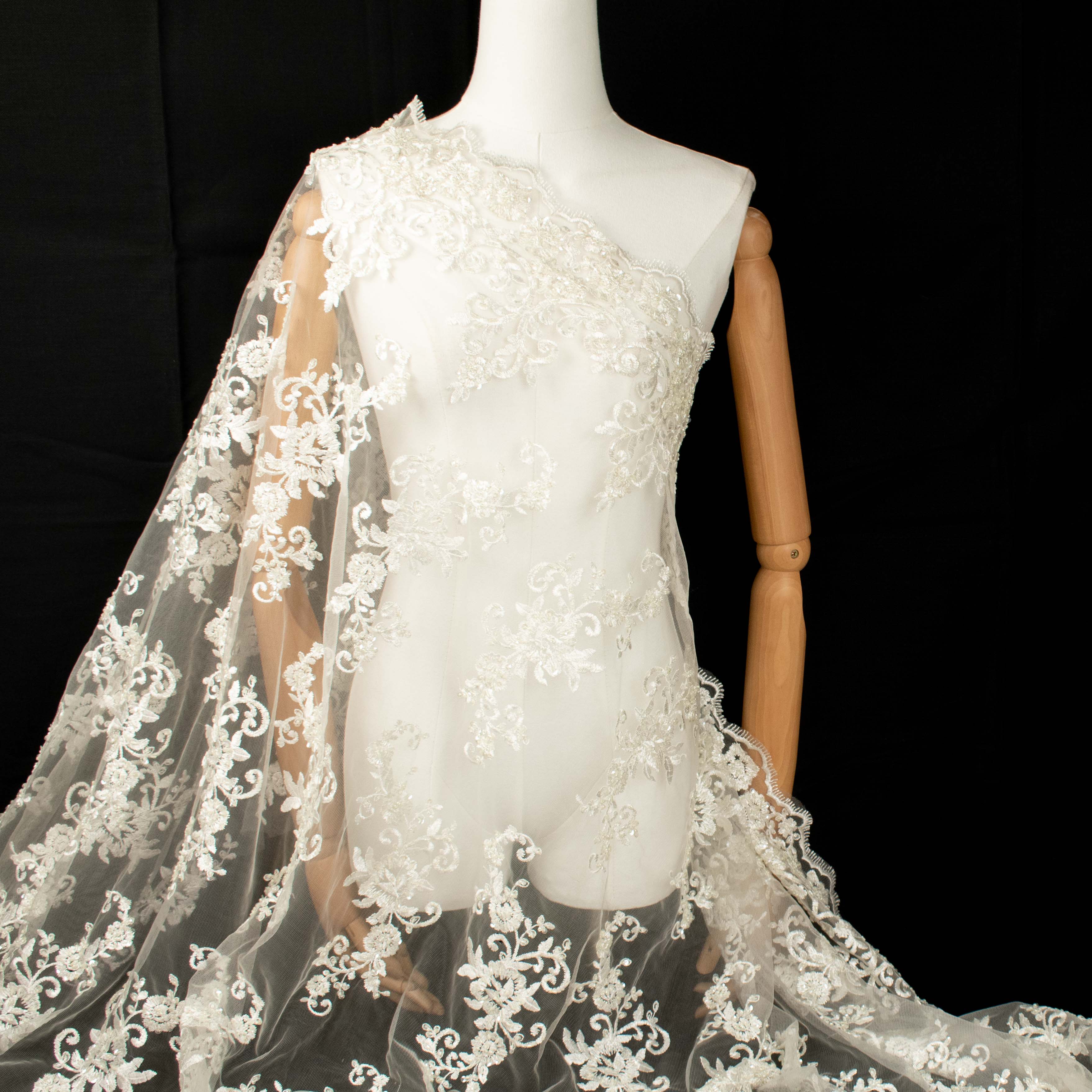 Embroidery Beaded Lace Ivory Design-18