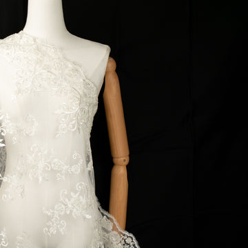 Embroidery Beaded Lace White Design-19