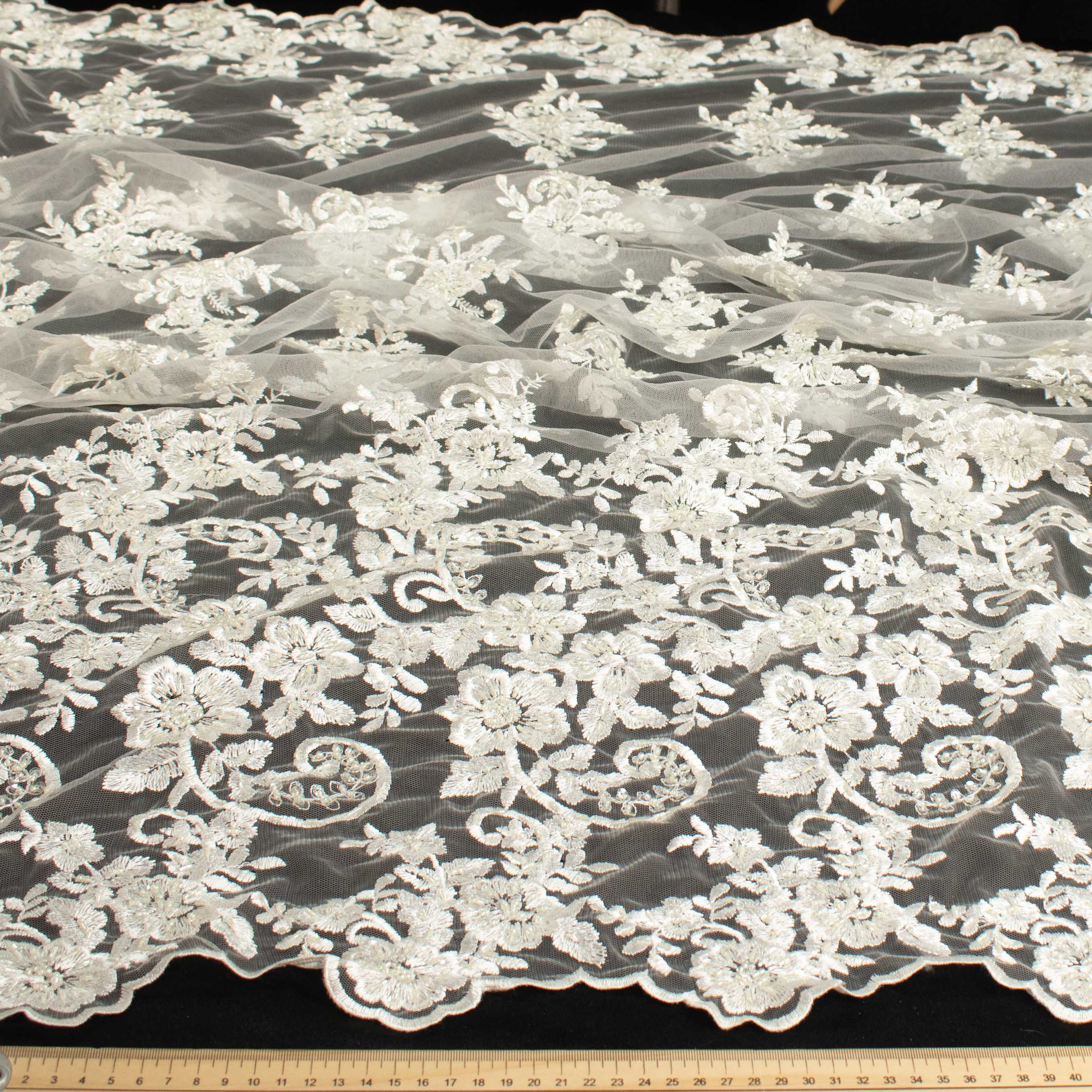 Beaded Embroidery Lace Ivory Design-21