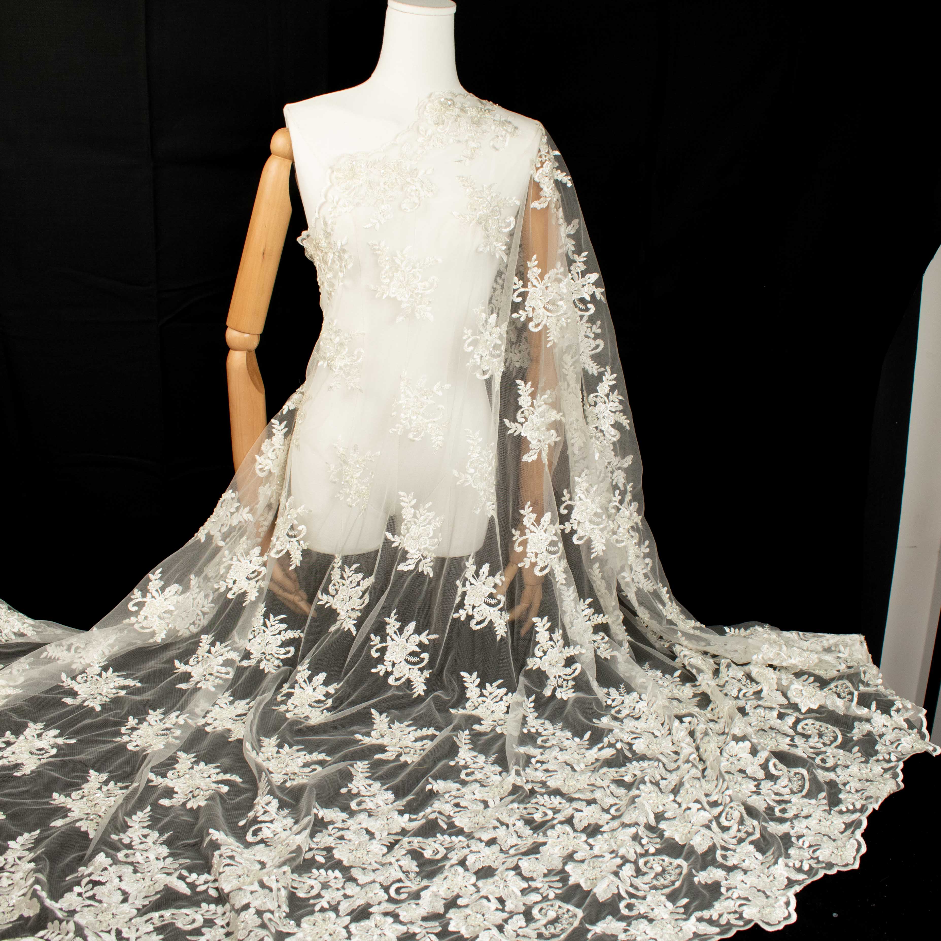 Beaded Embroidery Lace Ivory Design-21