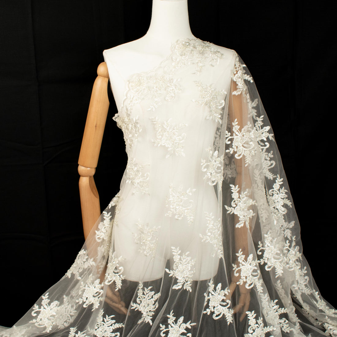 Beaded Embroidery Lace Ivory Design-21