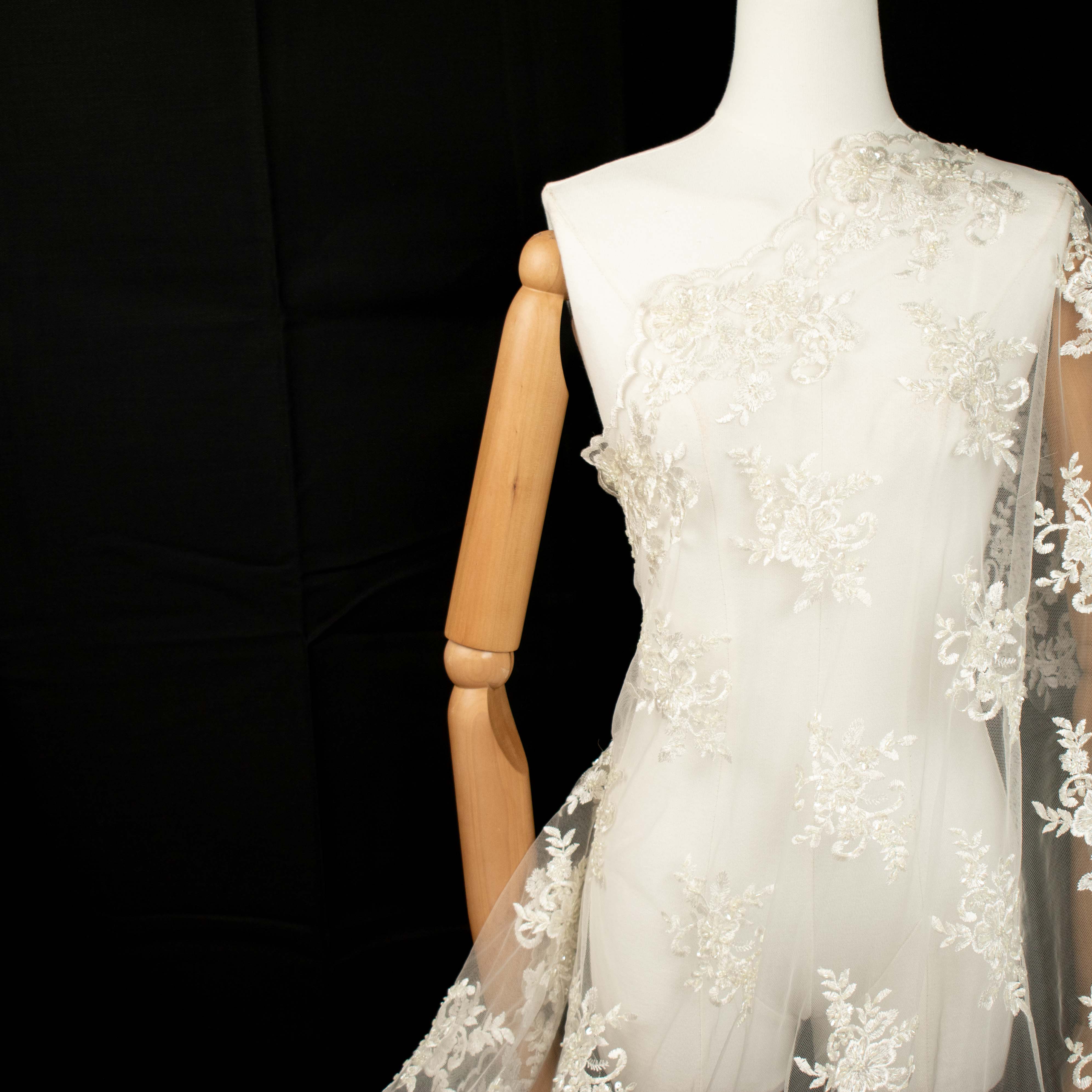 Beaded Embroidery Lace Ivory Design-21