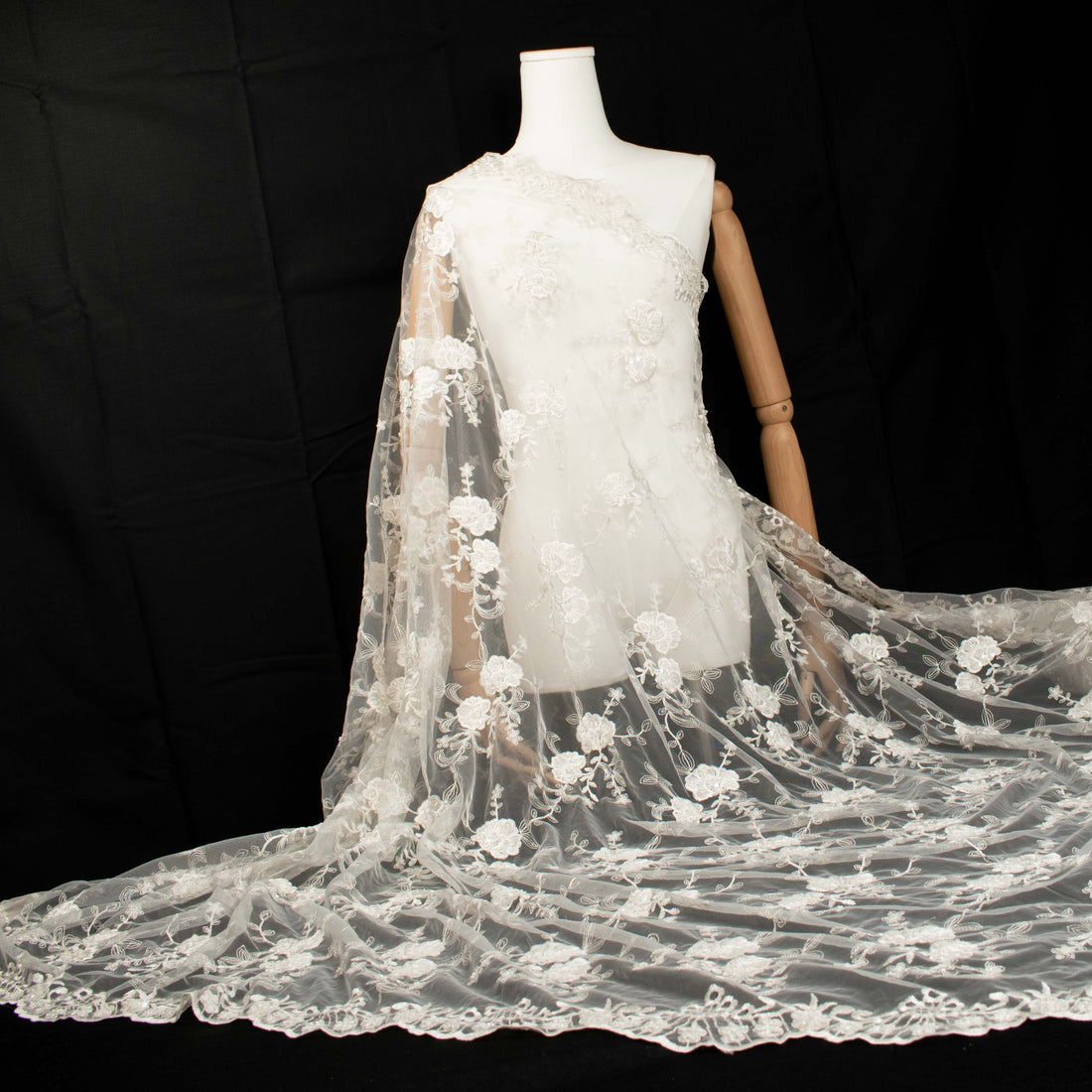 Beaded Embroidery Lace Natural White Design-26