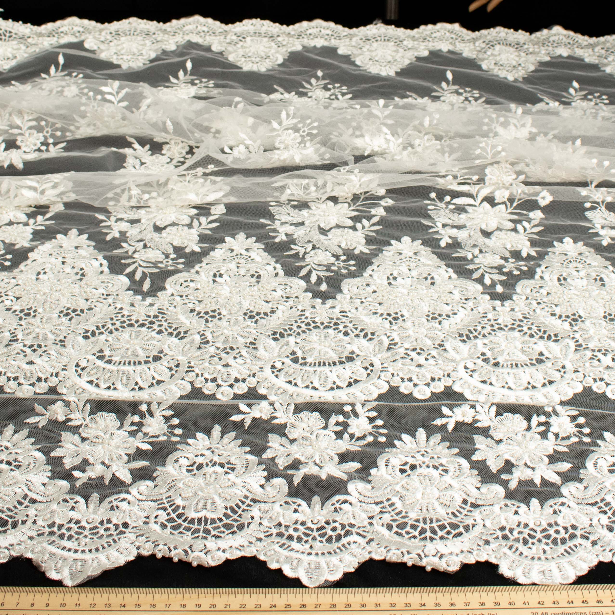 Heavy Embroidery Guipure Lace Ivory Design-29