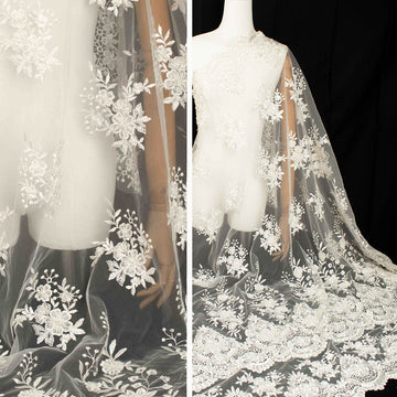 Heavy Embroidery Guipure Lace Ivory Design-29