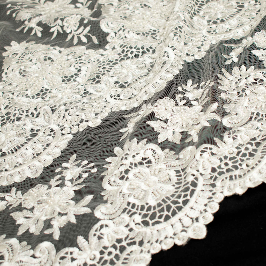 Heavy Embroidery Guipure Lace Ivory Design-29