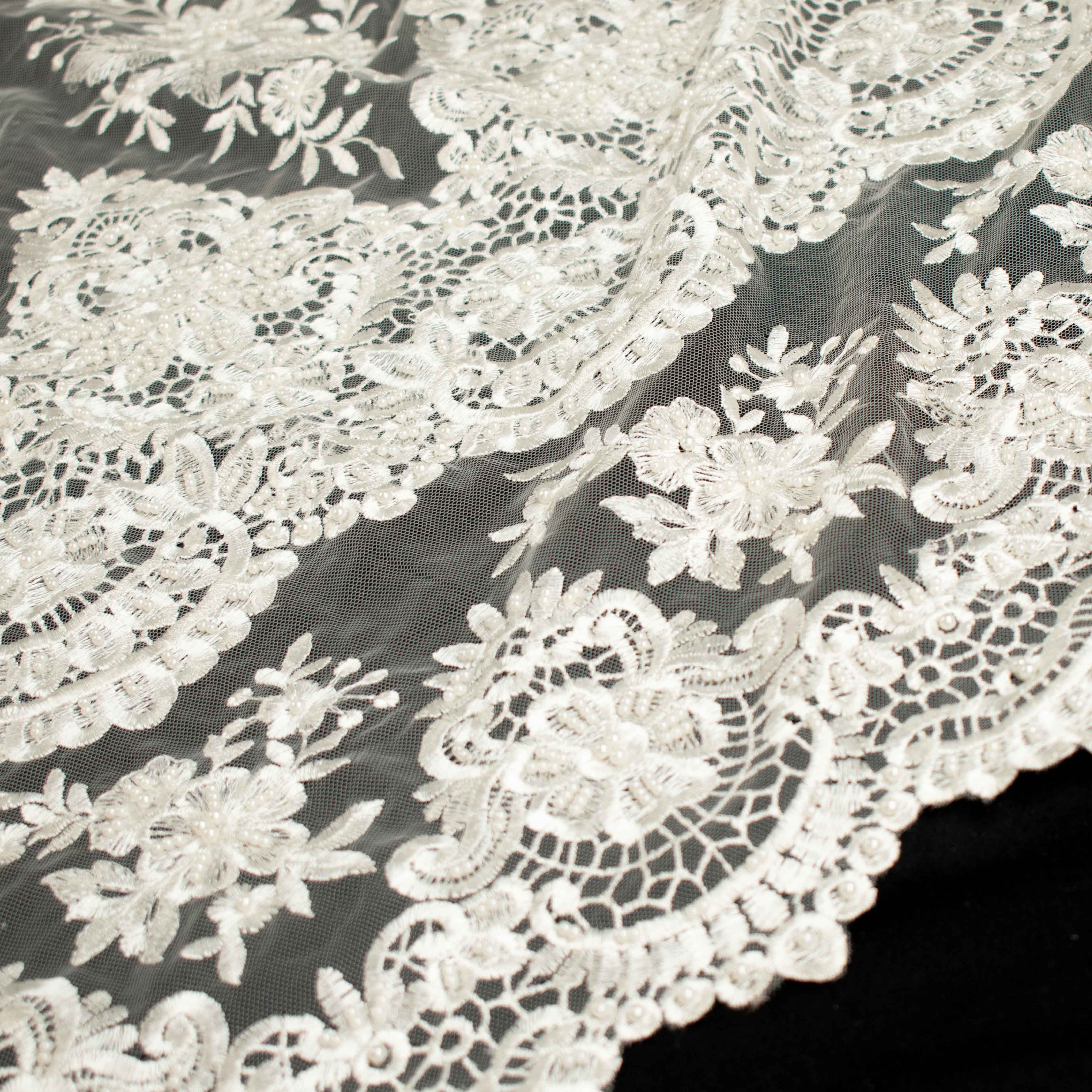 Heavy Embroidery Guipure Lace Ivory Design-29