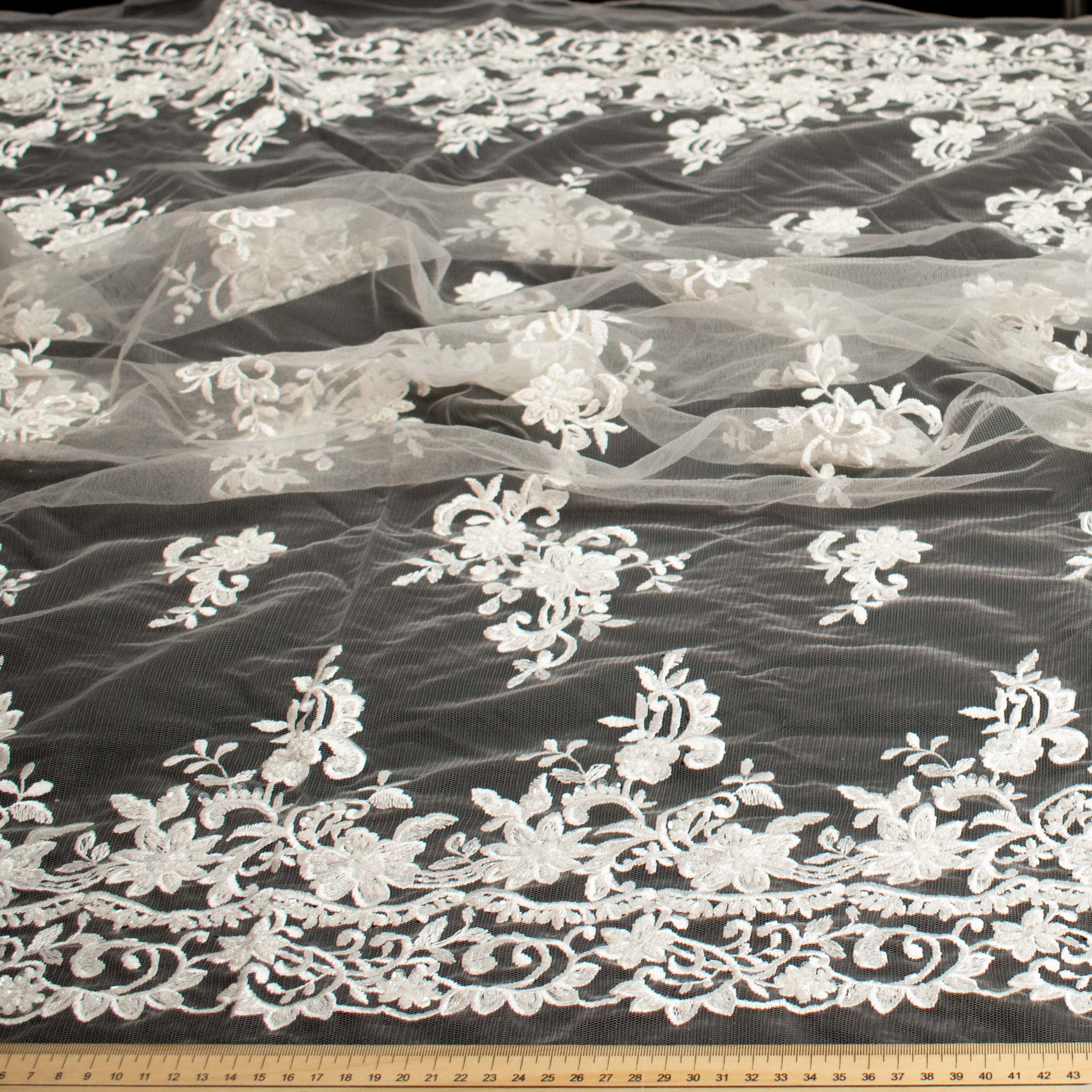 Embroidery Beaded Lace Natural White Design-31