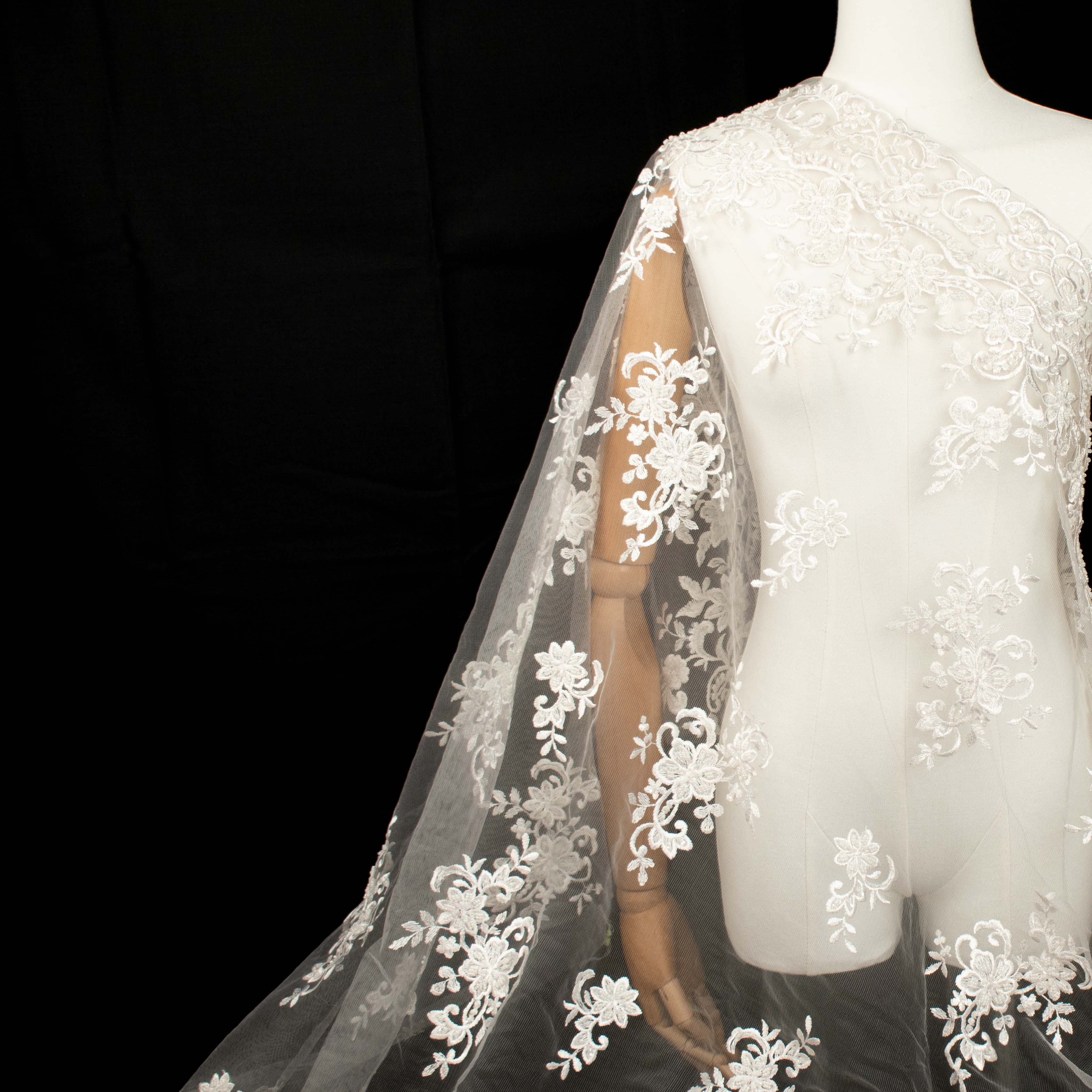 Embroidery Beaded Lace Natural White Design-31