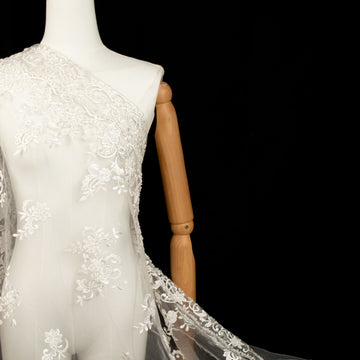 Embroidery Beaded Lace Natural White Design-31