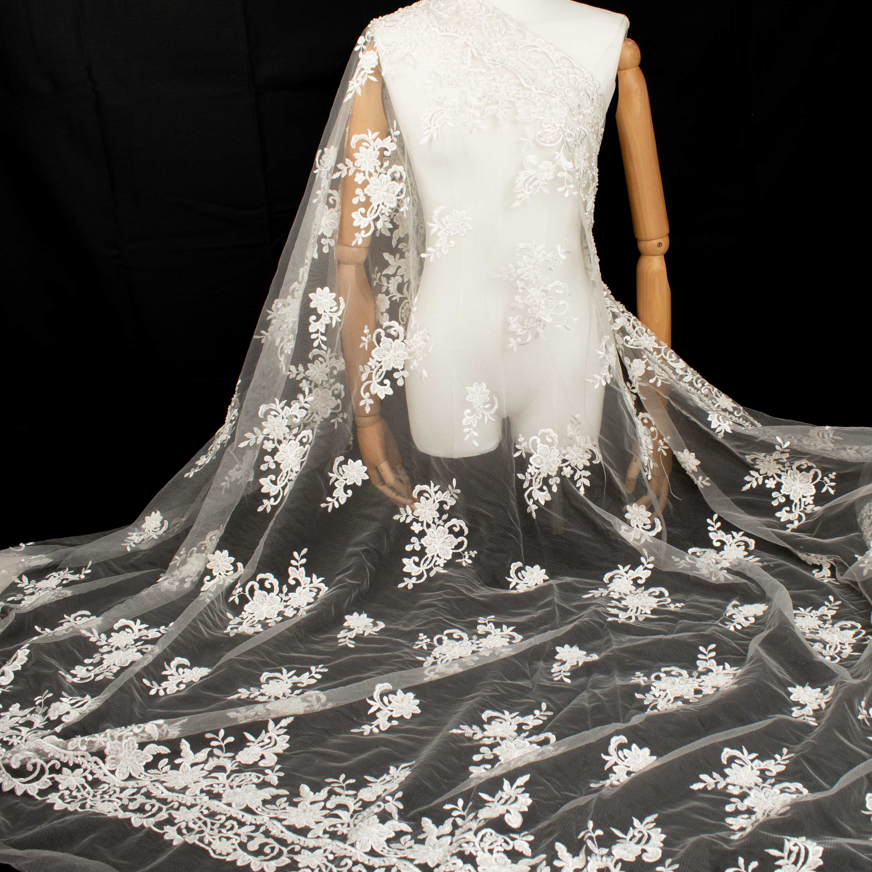 Embroidery Beaded Lace Natural White Design-31