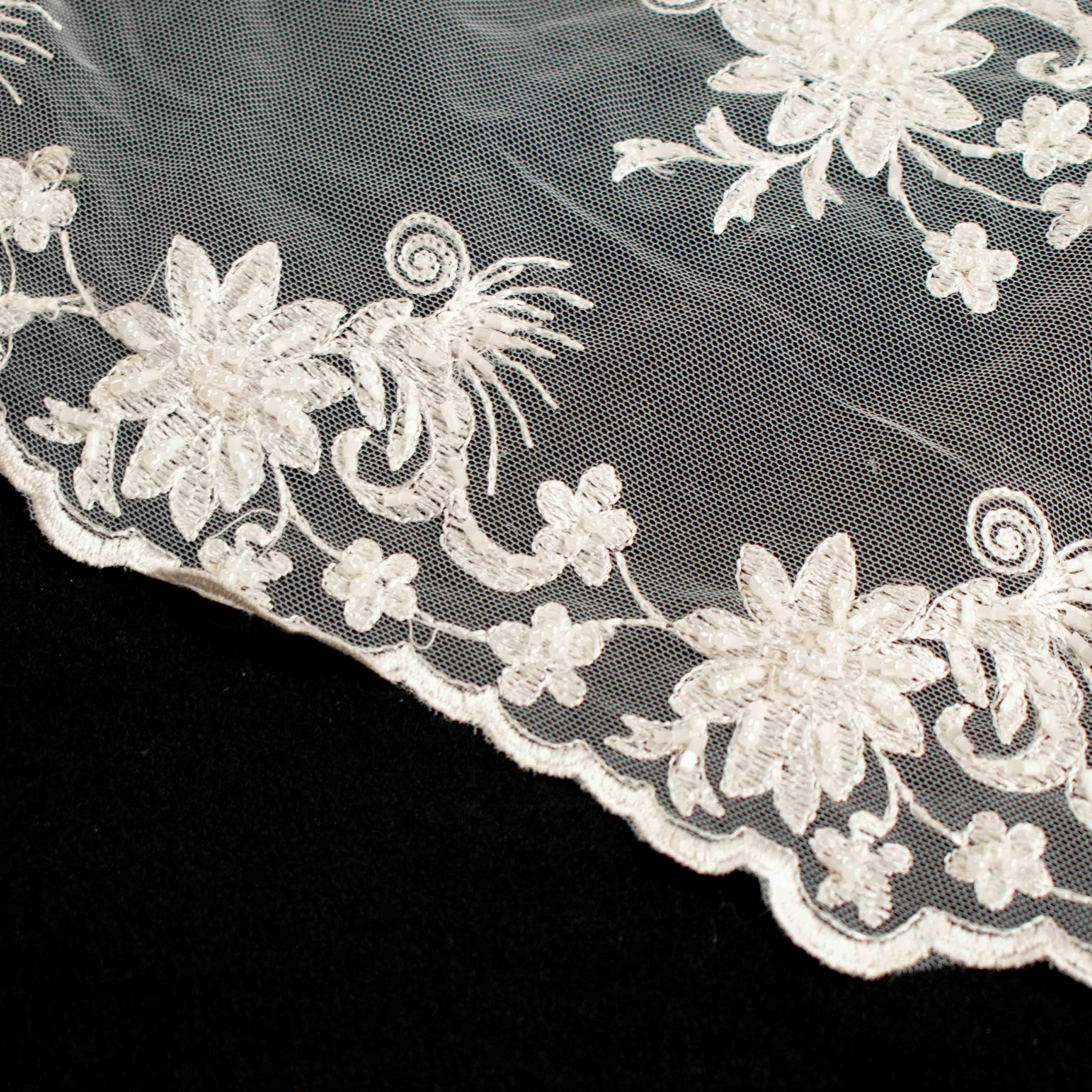 Embroidery Beaded Lace Natural White Design-33