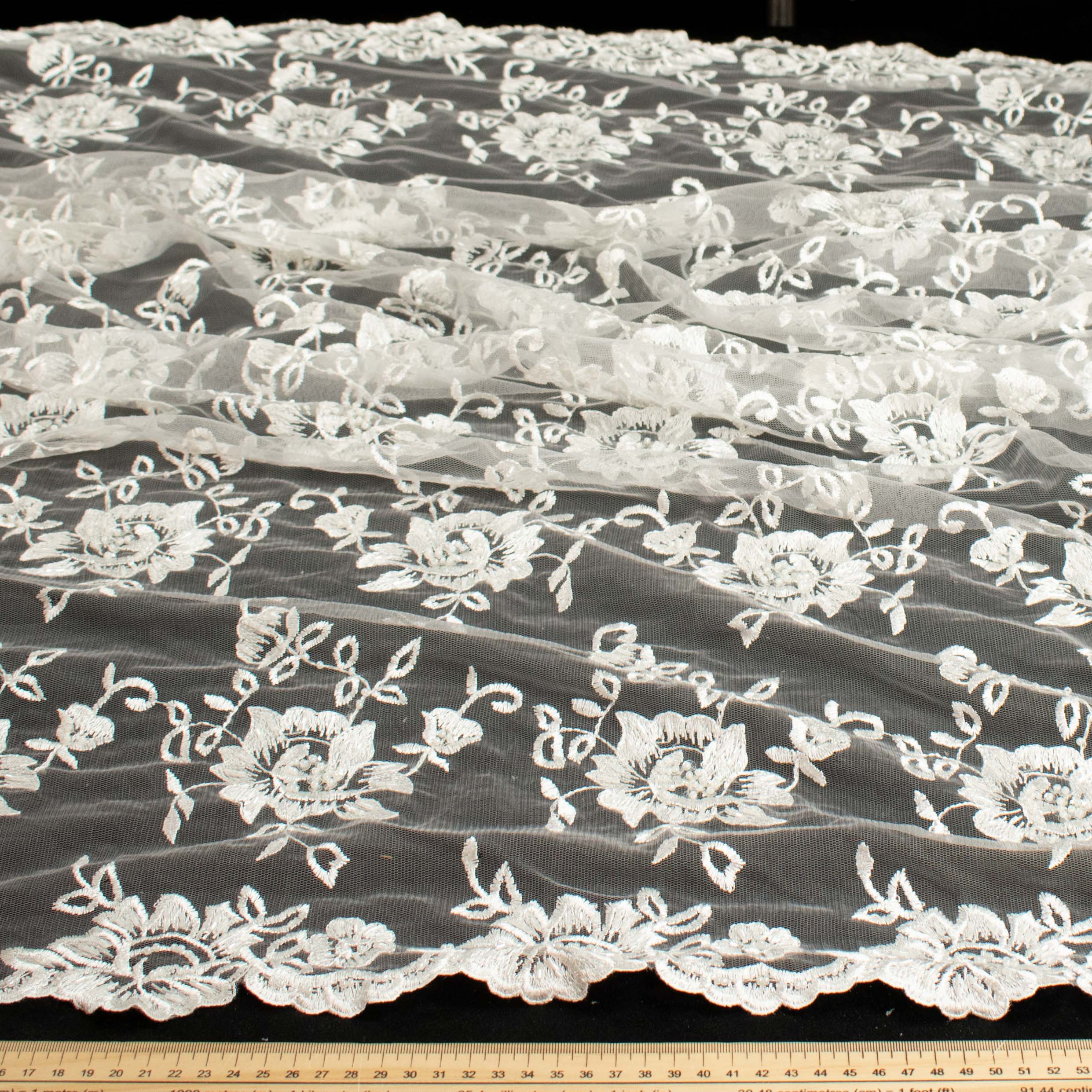 Embroidery Beaded Lace Ivory Design-34