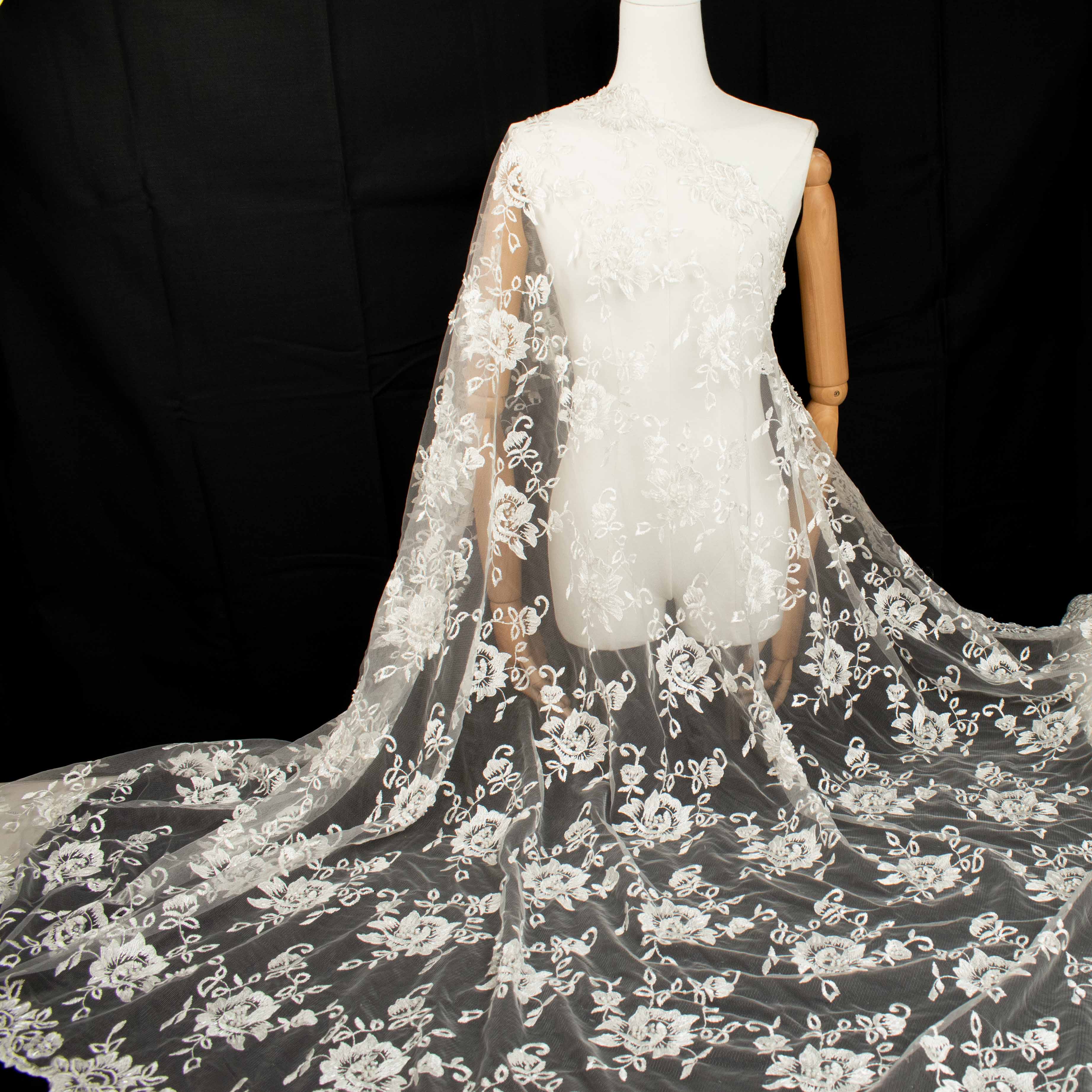 Embroidery Beaded Lace Ivory Design-34