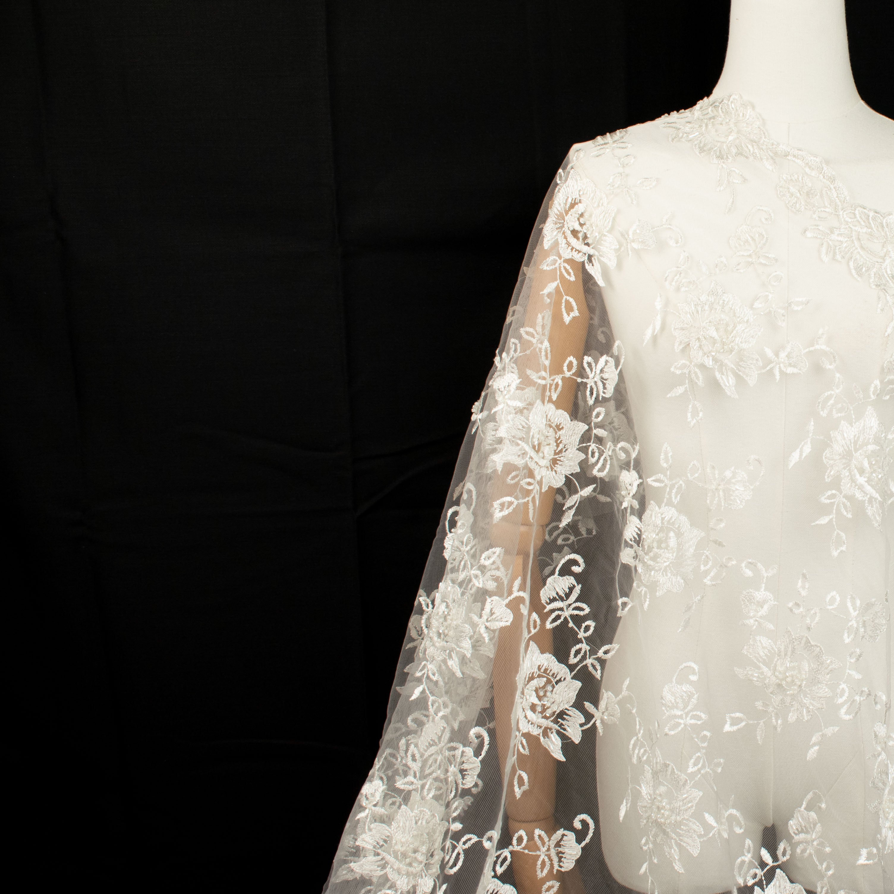 Embroidery Beaded Lace Ivory Design-34