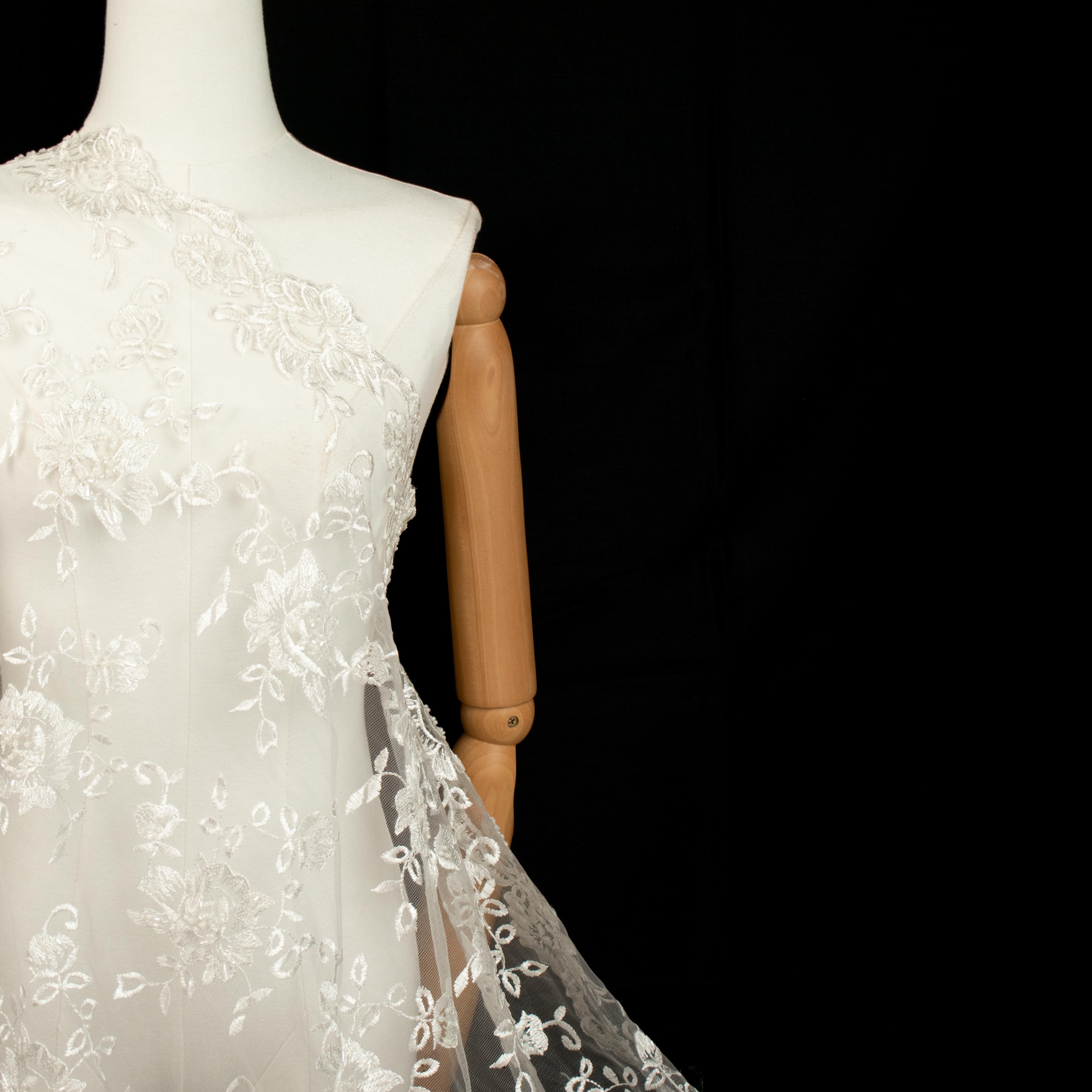 Embroidery Beaded Lace Ivory Design-34