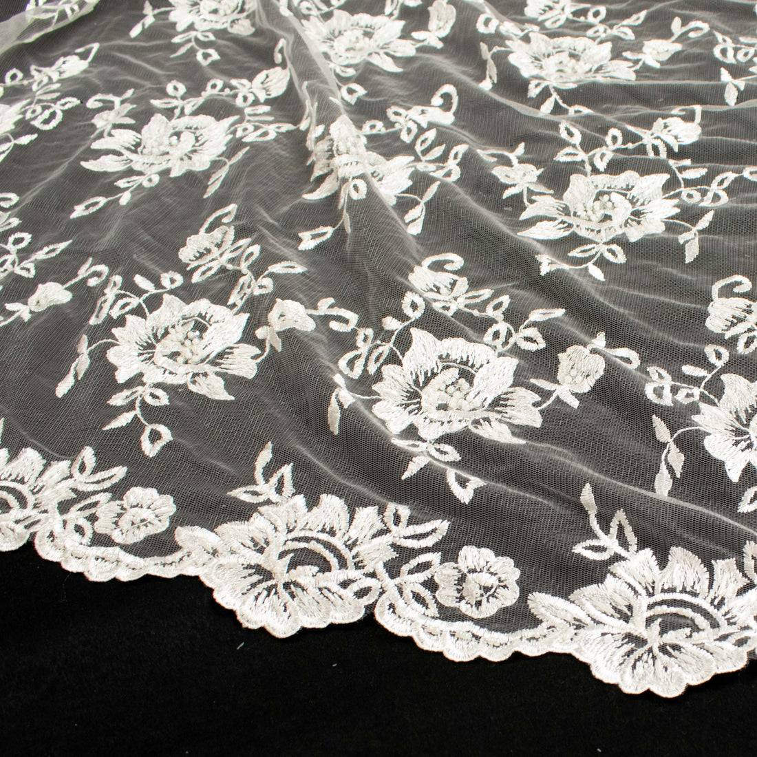 Embroidery Beaded Lace Ivory Design-34