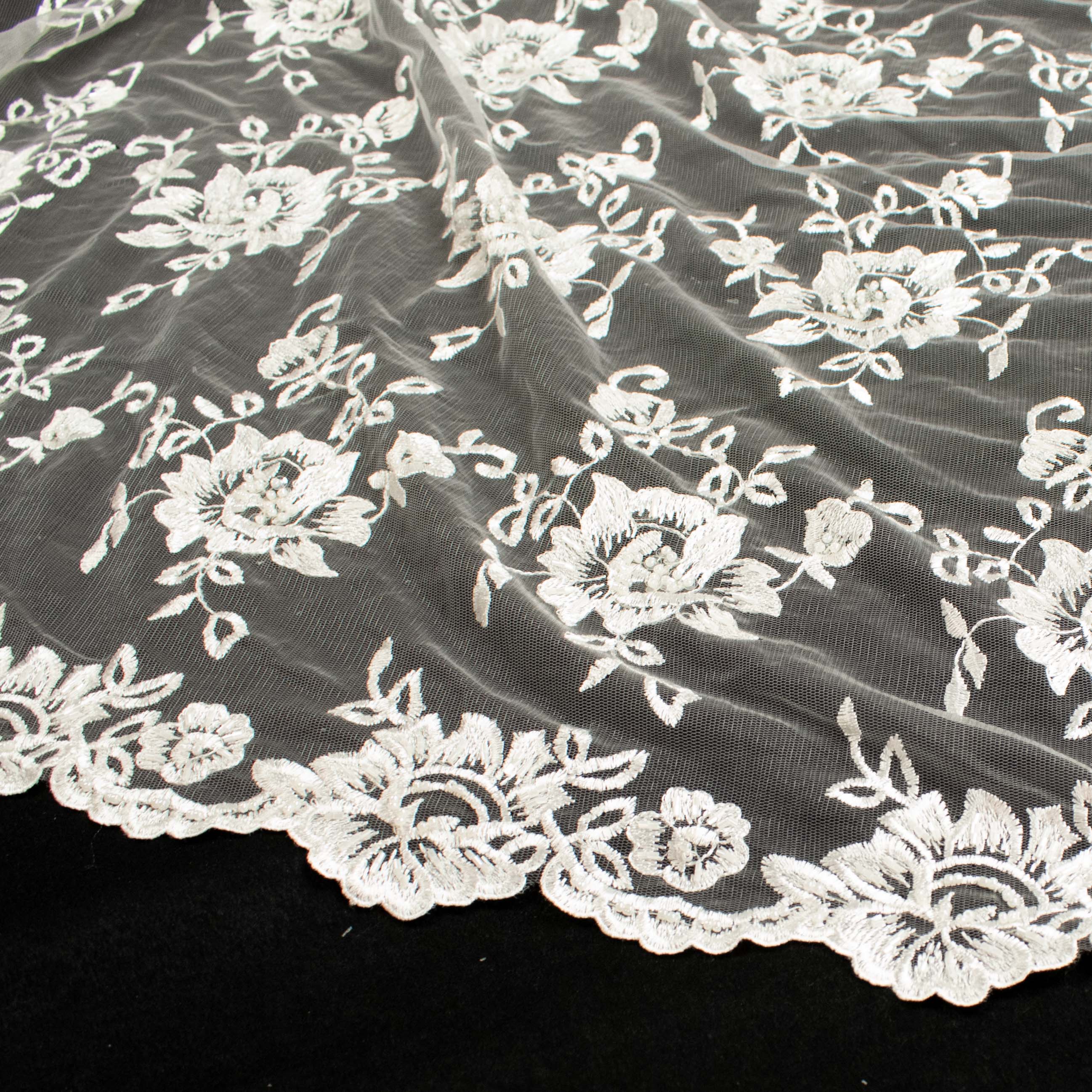 Embroidery Beaded Lace Ivory Design-34