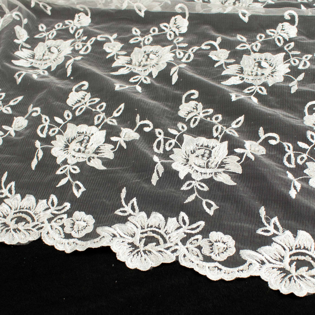 Embroidery Beaded Lace Natural White Design-35