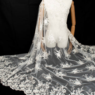 Embroidery Beaded Lace White Design-36