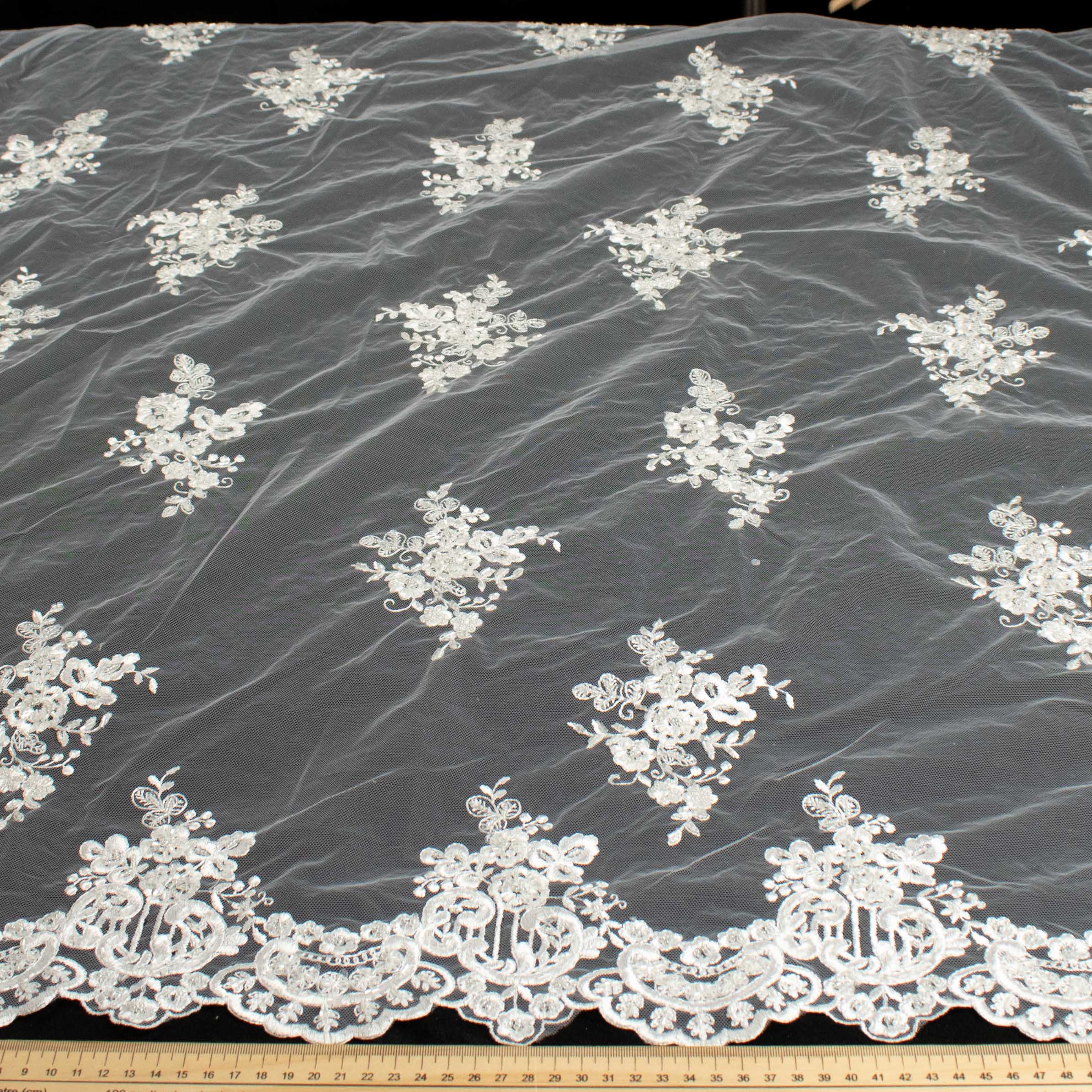 Embroidery Beaded Lace White Design-38