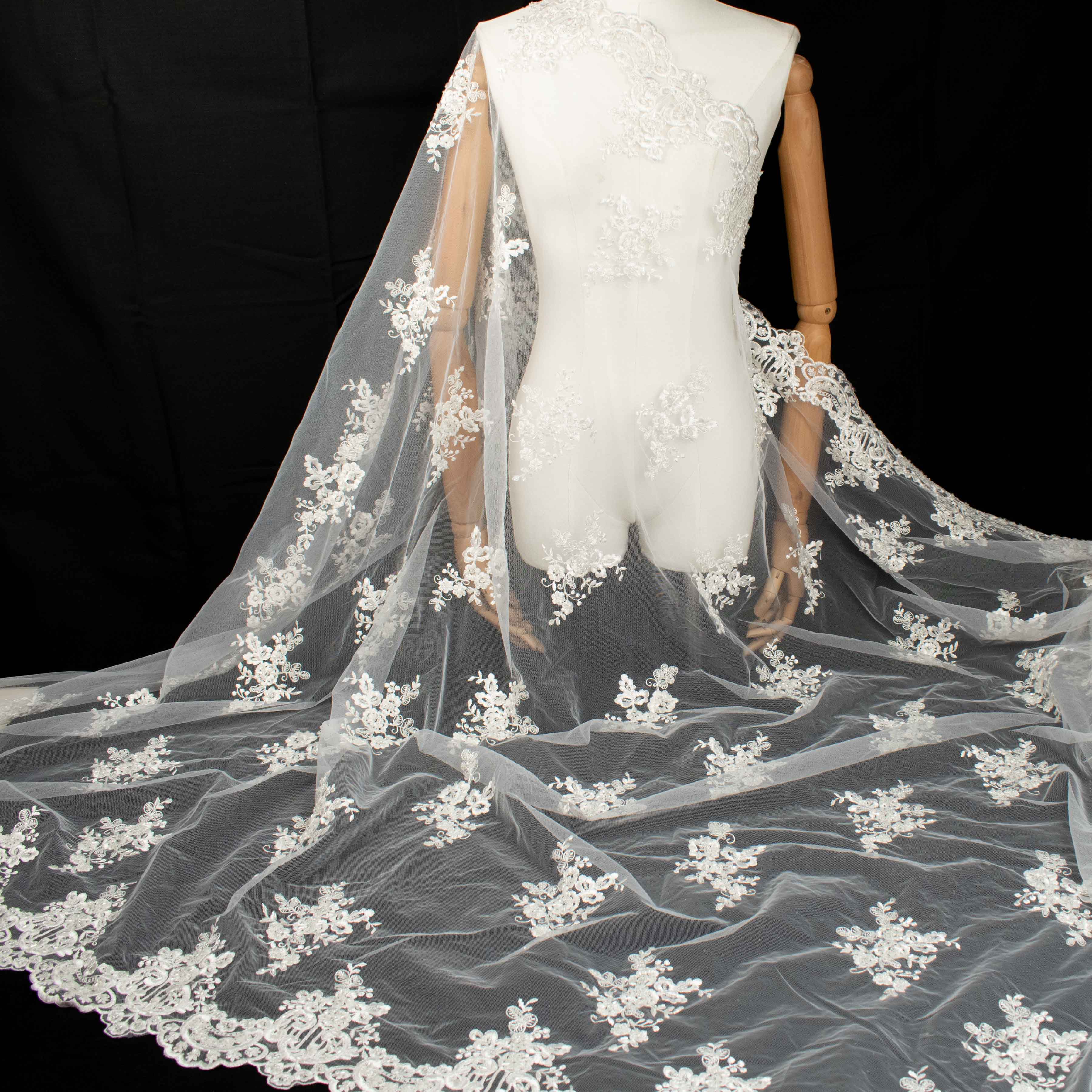 Embroidery Beaded Lace White Design-38