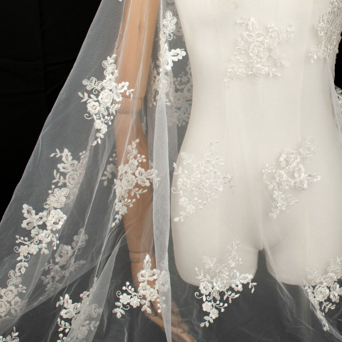 Embroidery Beaded Lace White Design-38