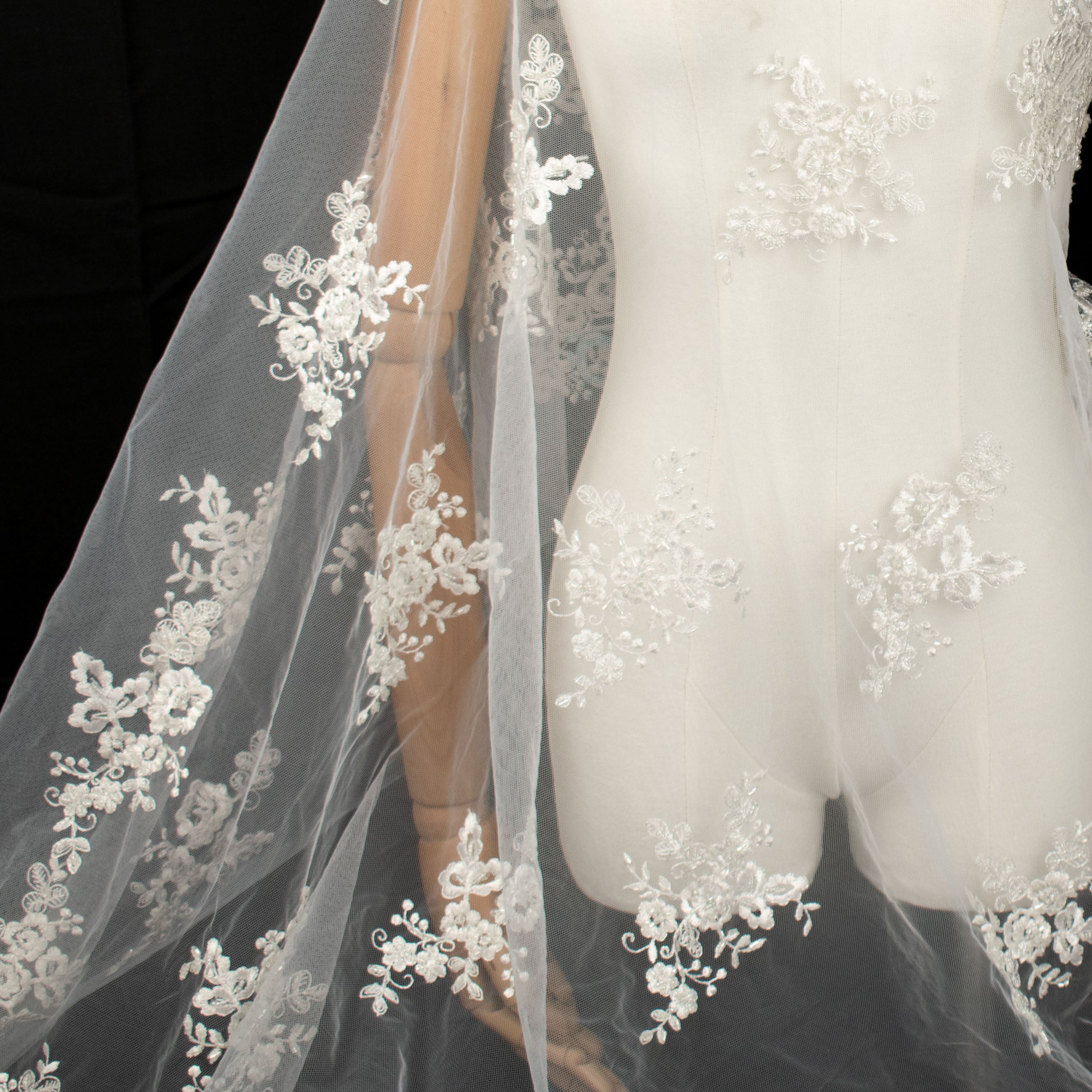 Embroidery Beaded Lace White Design-38