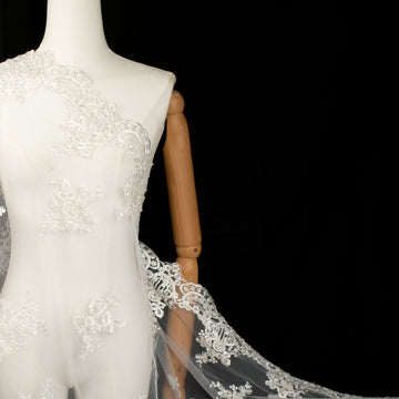 Embroidery Beaded Lace White Design-38