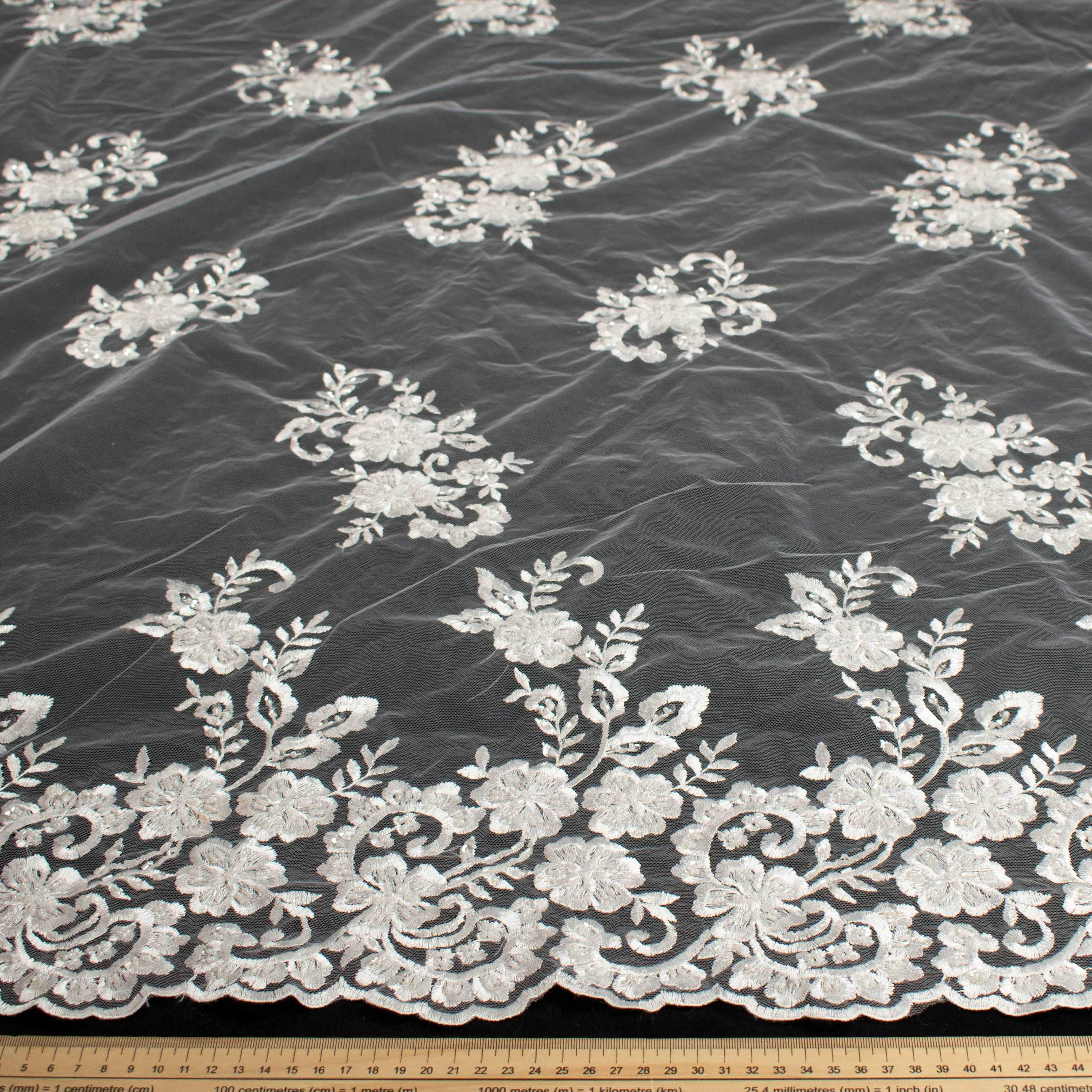 Embroidery Beaded Lace White Design-39