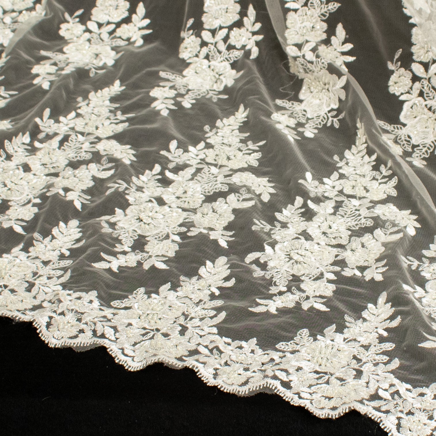 Embroidery Beaded Lace Ivory Design-40