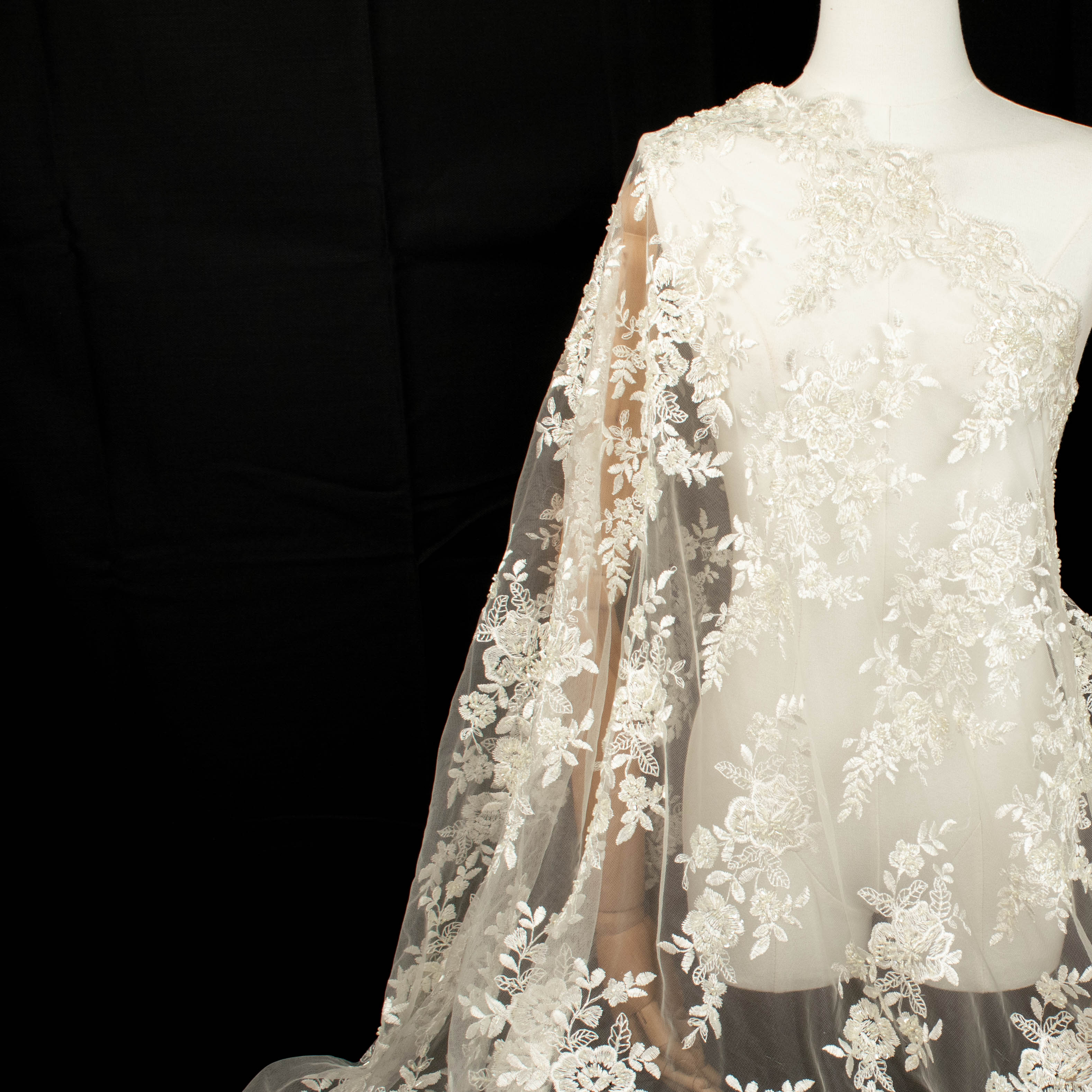 Embroidery Beaded Lace Ivory Design-40