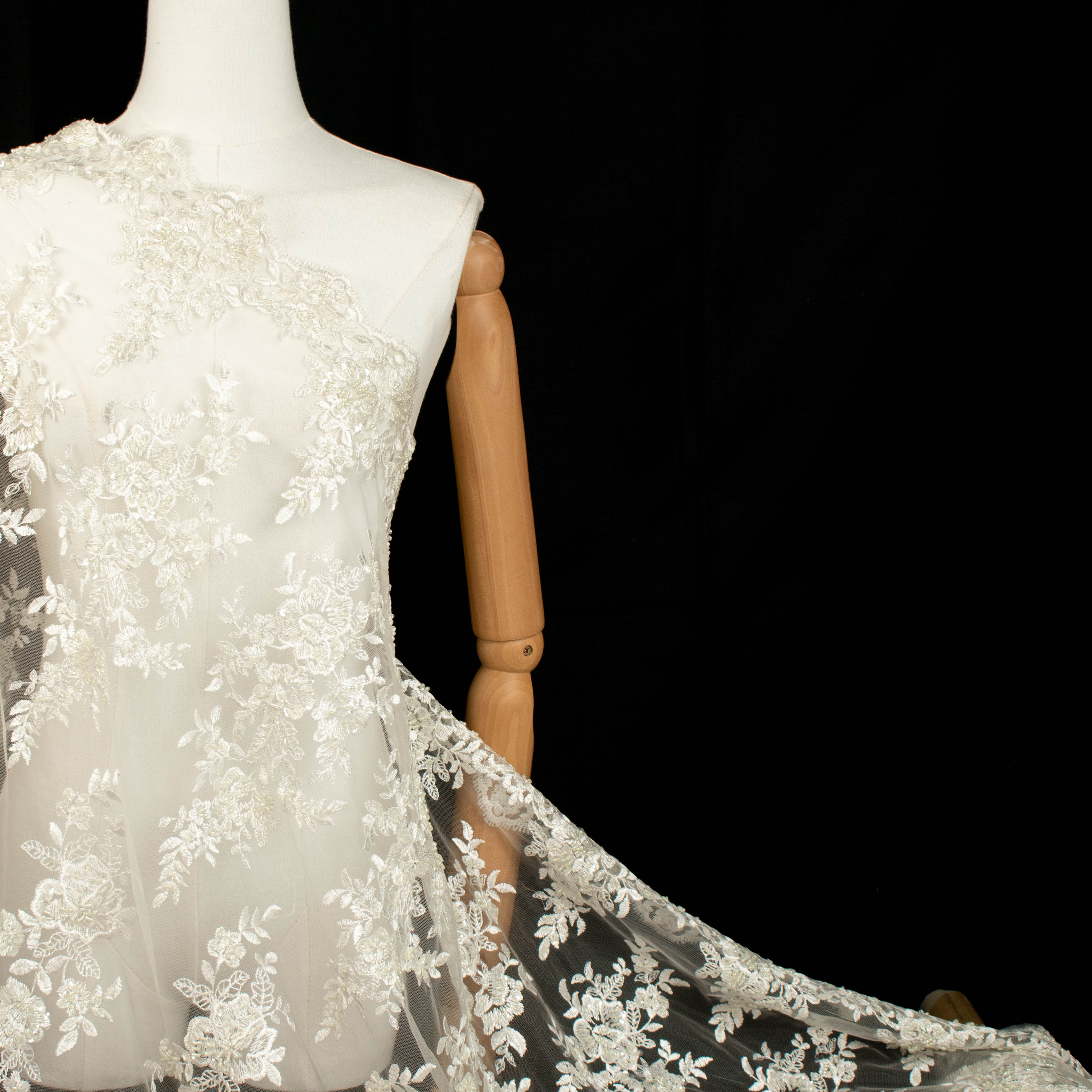 Embroidery Beaded Lace Ivory Design-40