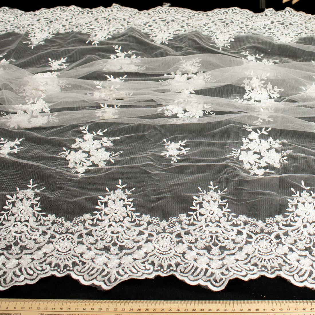 Embroidery Beaded Lace White Design-41