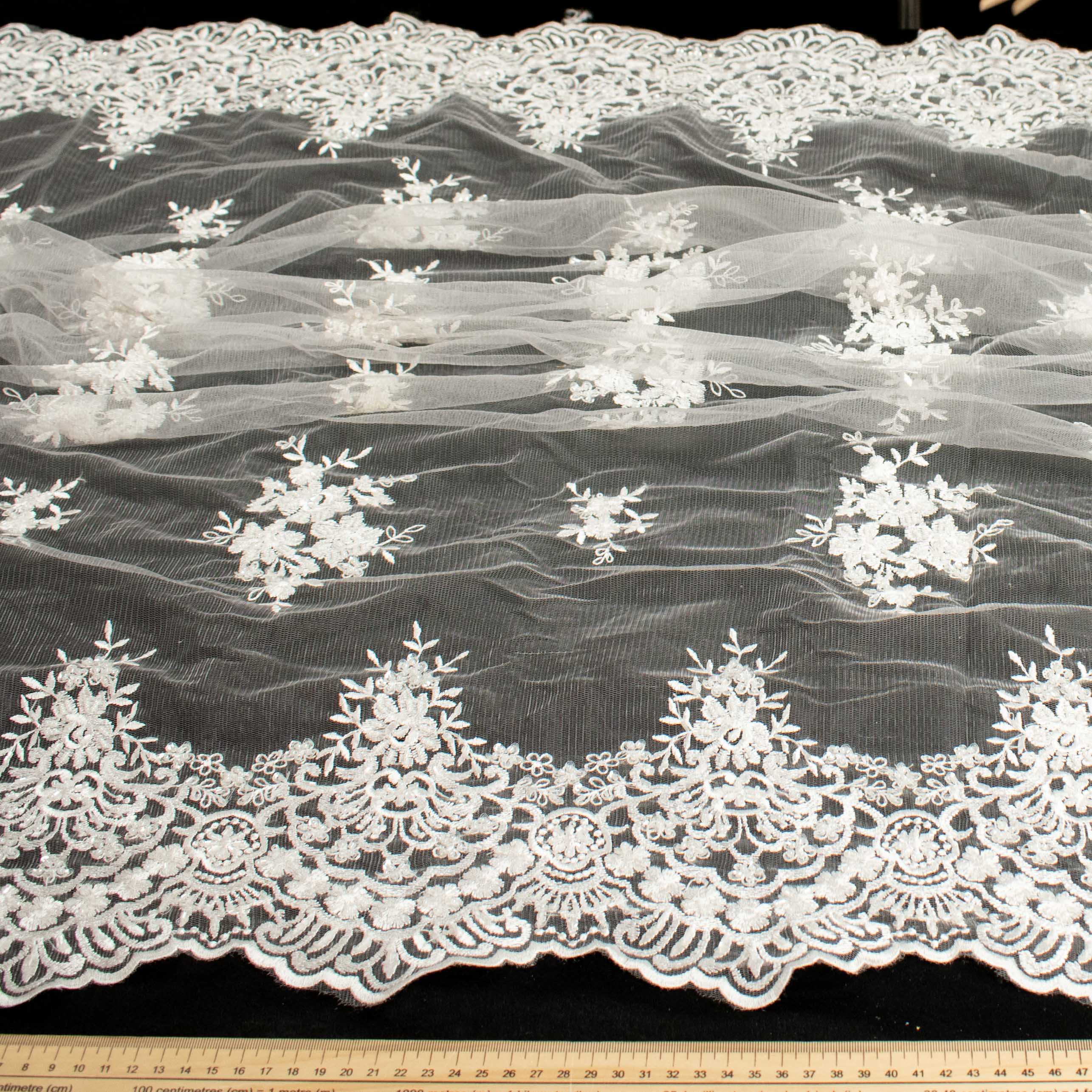 Embroidery Beaded Lace White Design-41