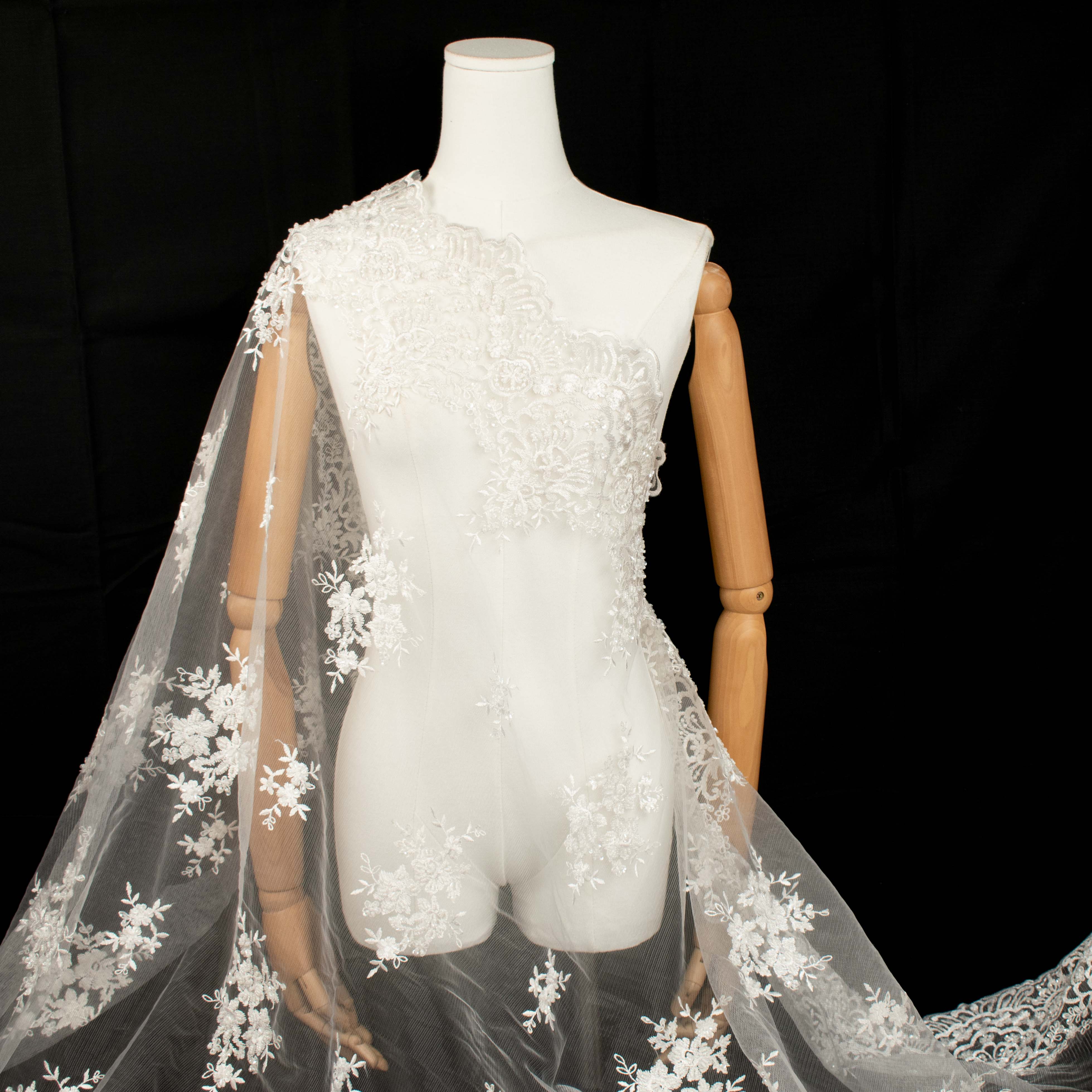 Embroidery Beaded Lace White Design-41