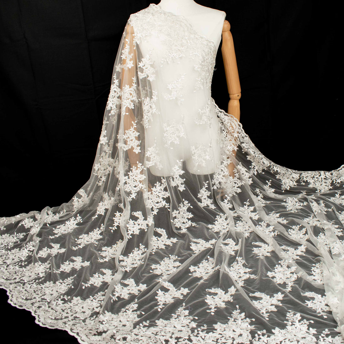 Embroidery Beaded Lace Natural White Design-42