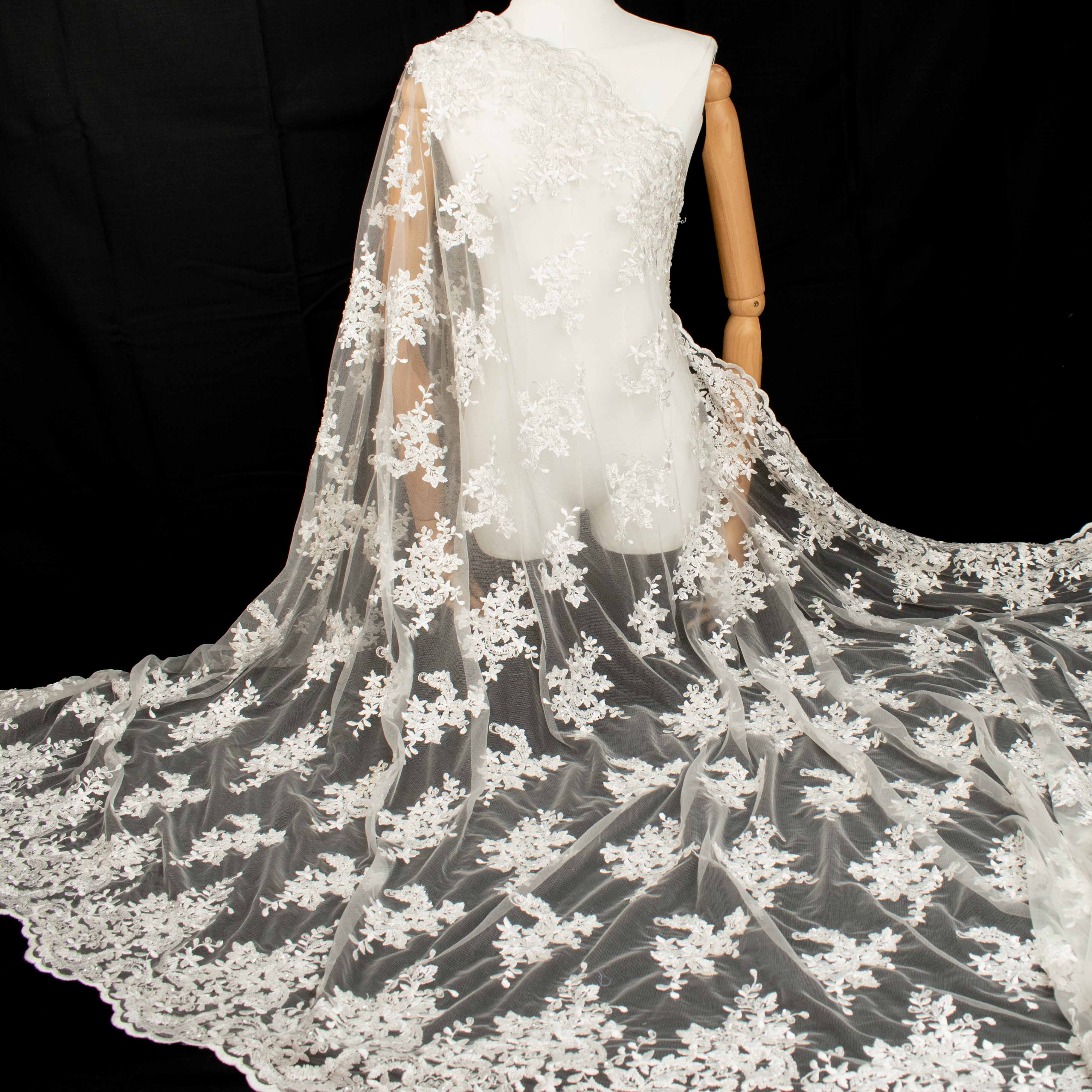 Embroidery Beaded Lace Natural White Design-42