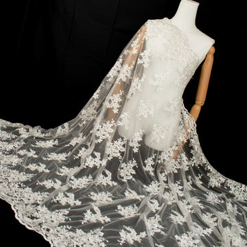 Embroidery Beaded Lace Natural White Design-42