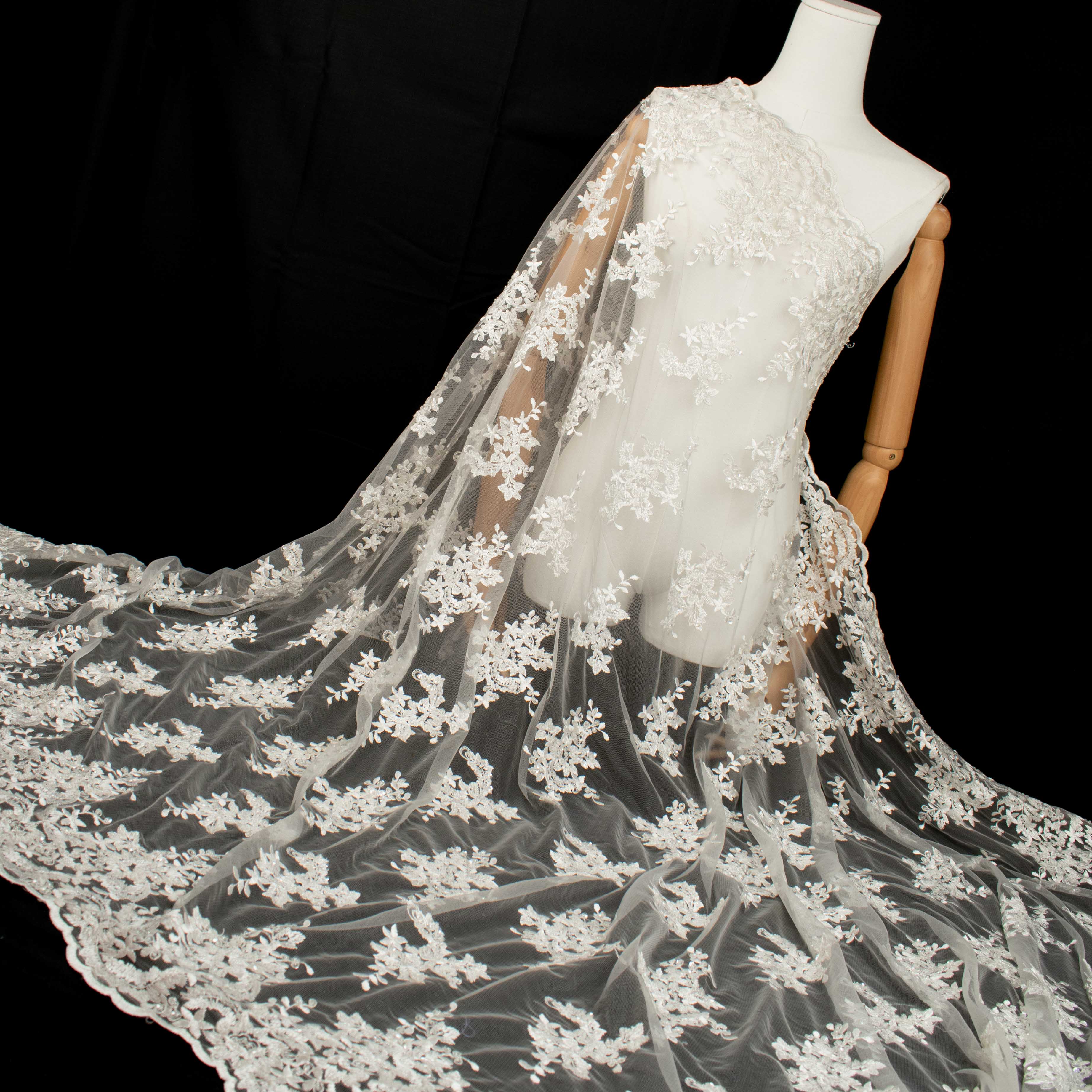 Embroidery Beaded Lace Natural White Design-42