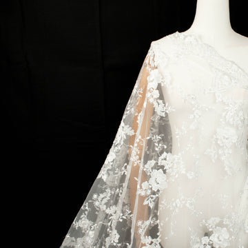 Embroidery Beaded Lace Natural White Design-43