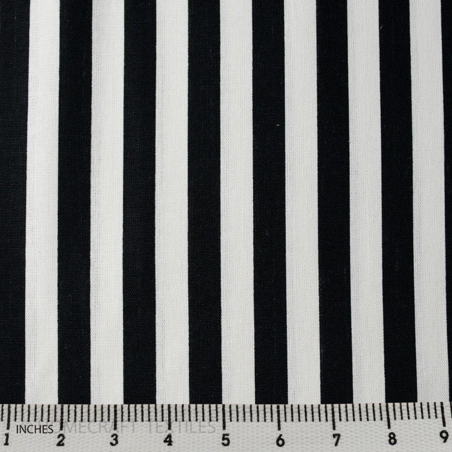 Black and White Stripe Printed Cotton Canvass by Homecraft Textiles - Haberdashery Shop Australia