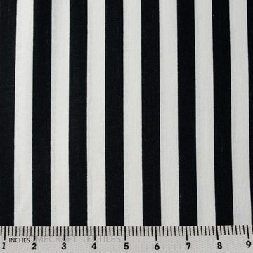 Black and White Stripe Printed Cotton Canvass by Homecraft Textiles - Haberdashery Shop Australia