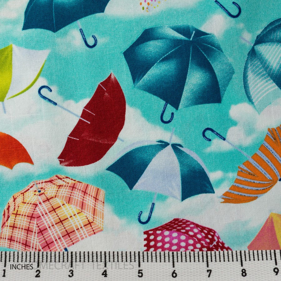 Umbrella Design Printed Cotton Canvass by Homecraft Textiles - Haberdashery Shop Australia