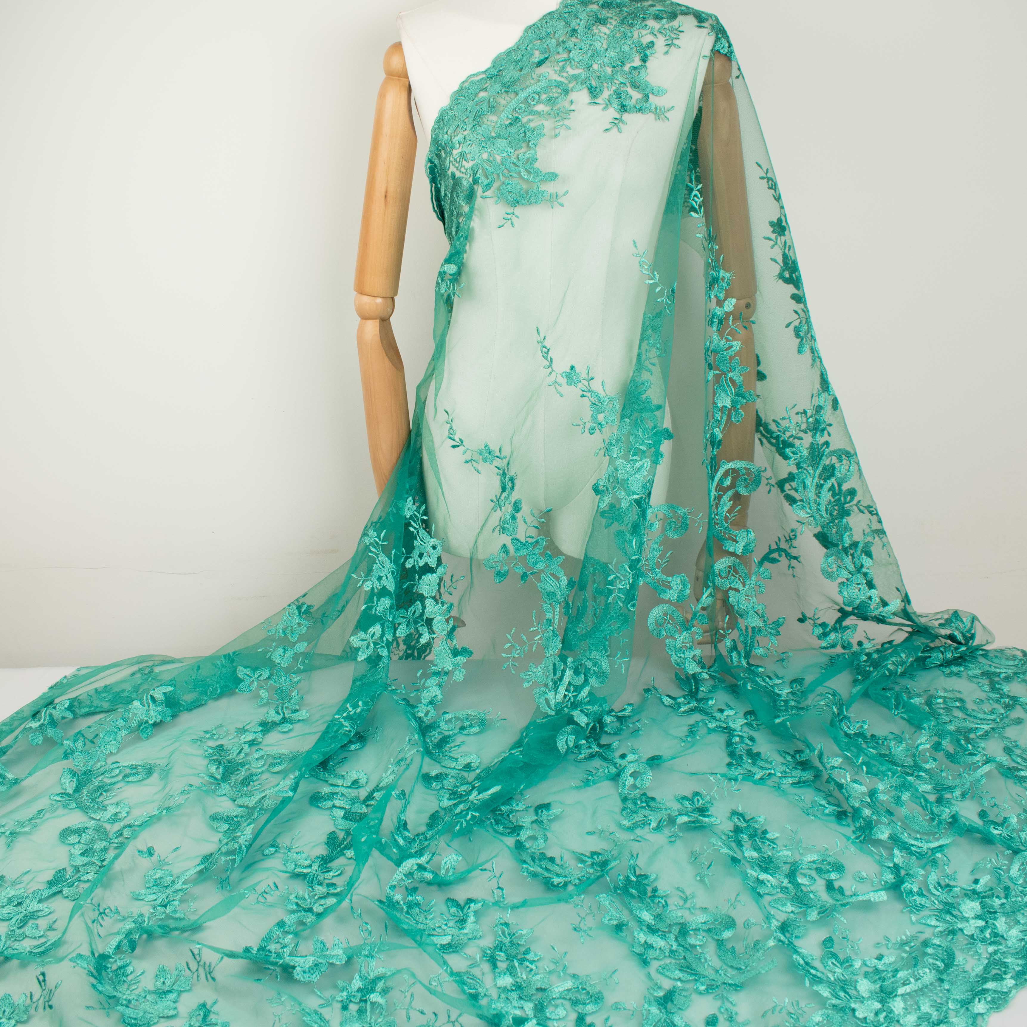 Embroidered Lace Teal