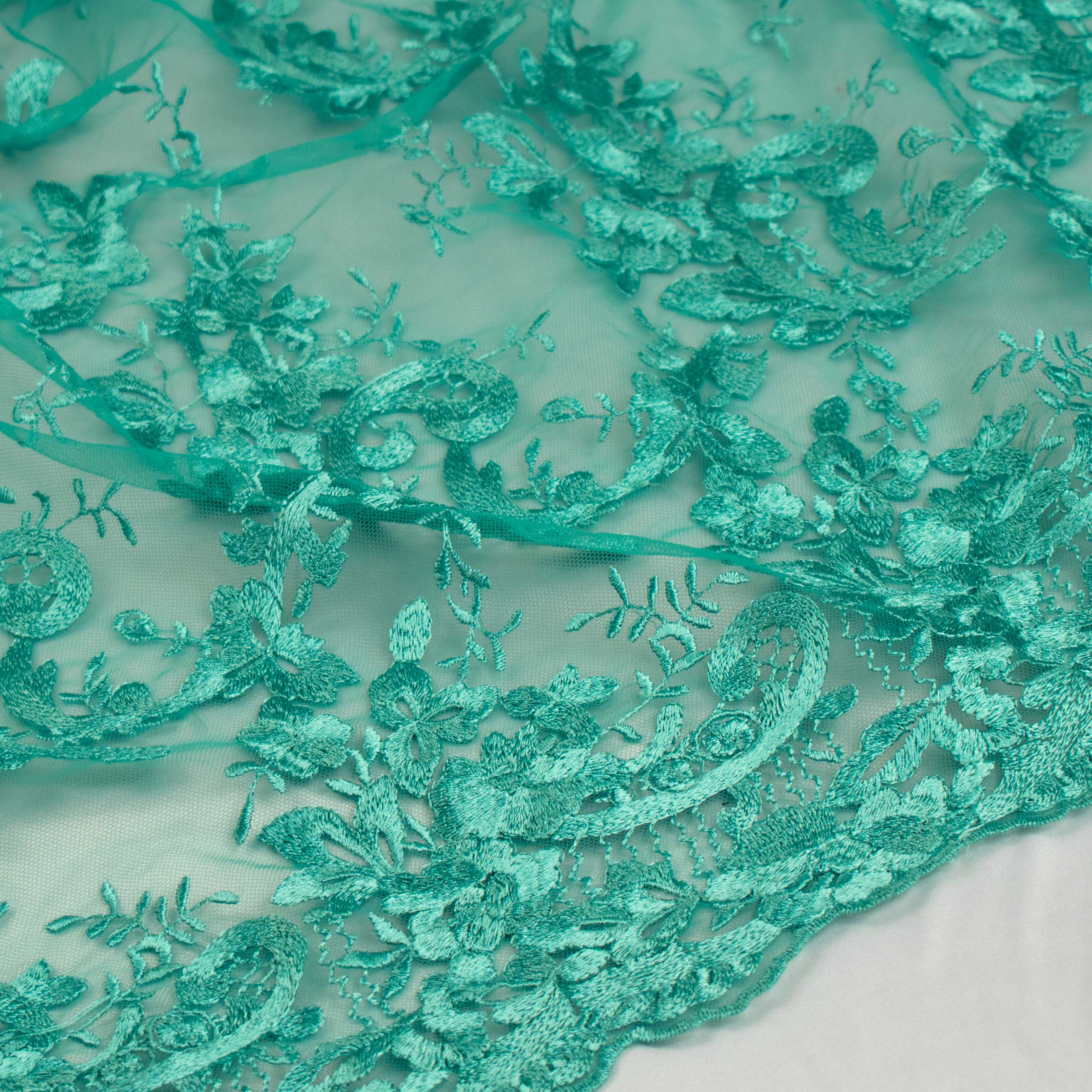 Embroidered Lace Teal