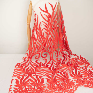 Embroidered Lace Design-2 Red