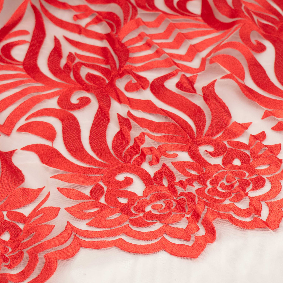 Embroidered Lace Design-2 Red