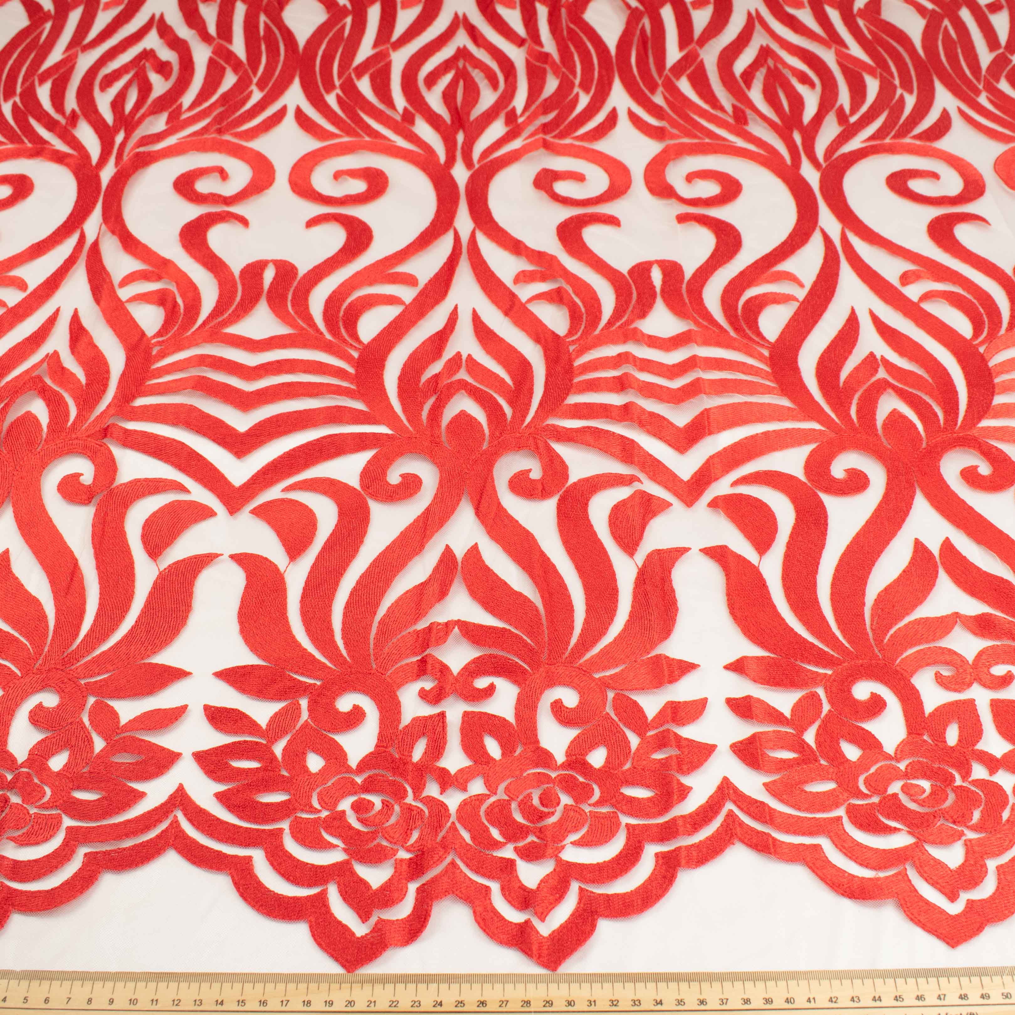 Embroidered Lace Design-2 Red