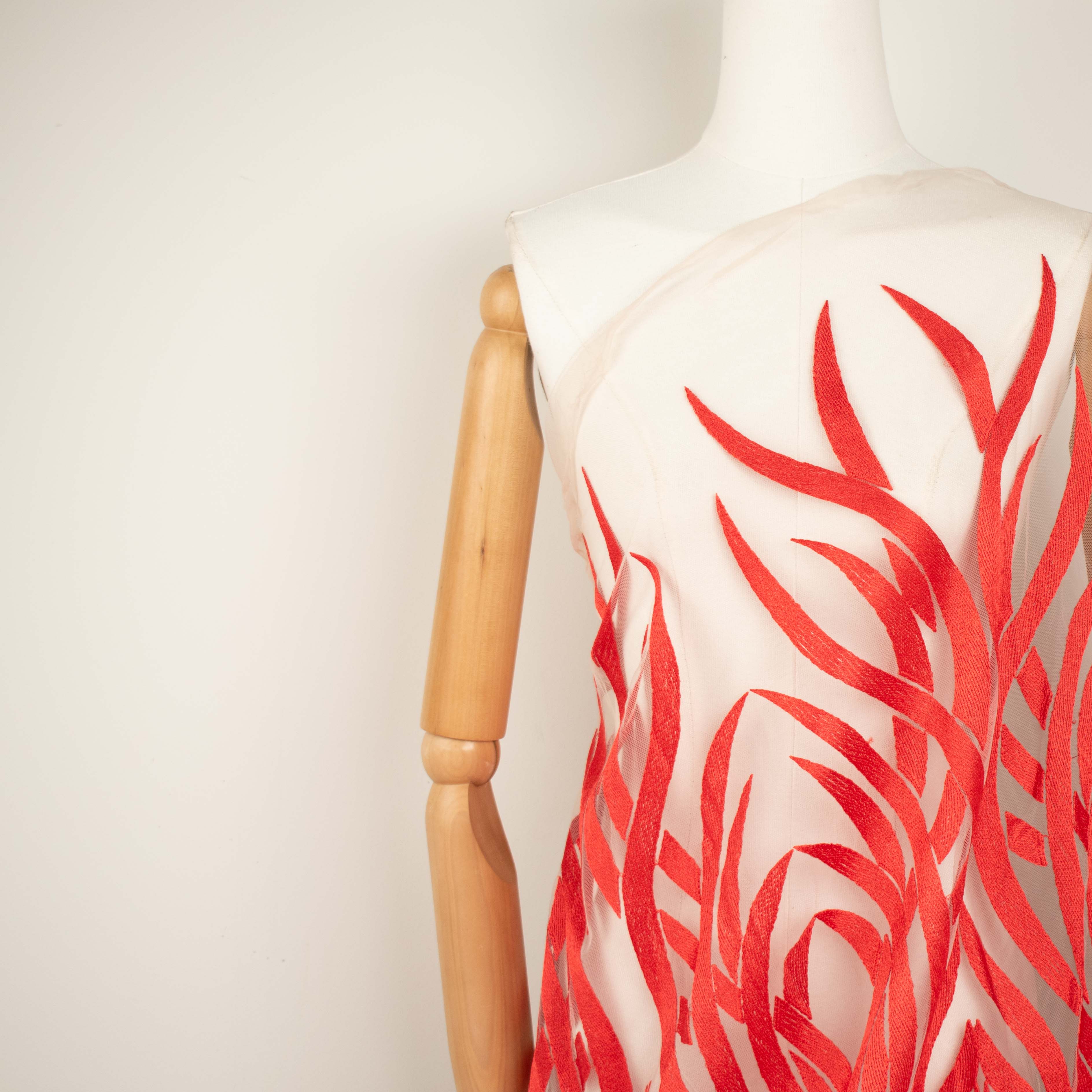 Embroidered Lace Design-2 Red